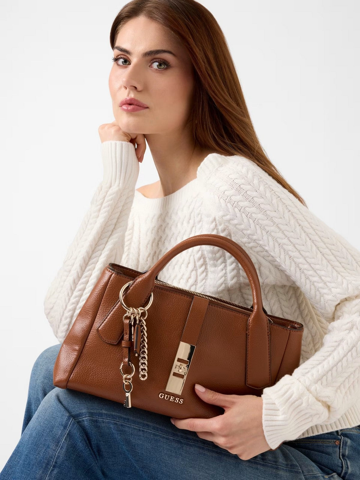 GUESS Borsa Donna BROOKE HIGH SOCIETY SATCHEL HWBG98 97060 COG COGNAC