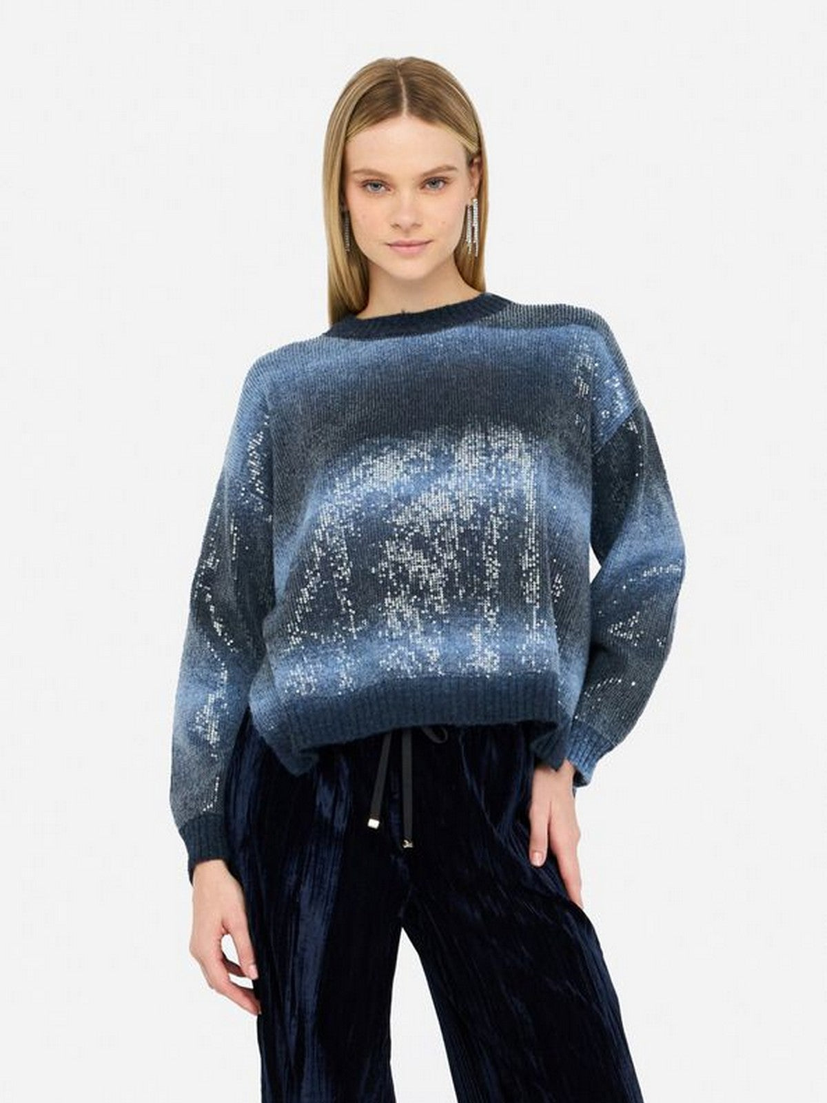 LIU JO WHITE Maglione Donna  MF5380MA14R S9473 Blue shaded gioboutiqueweb