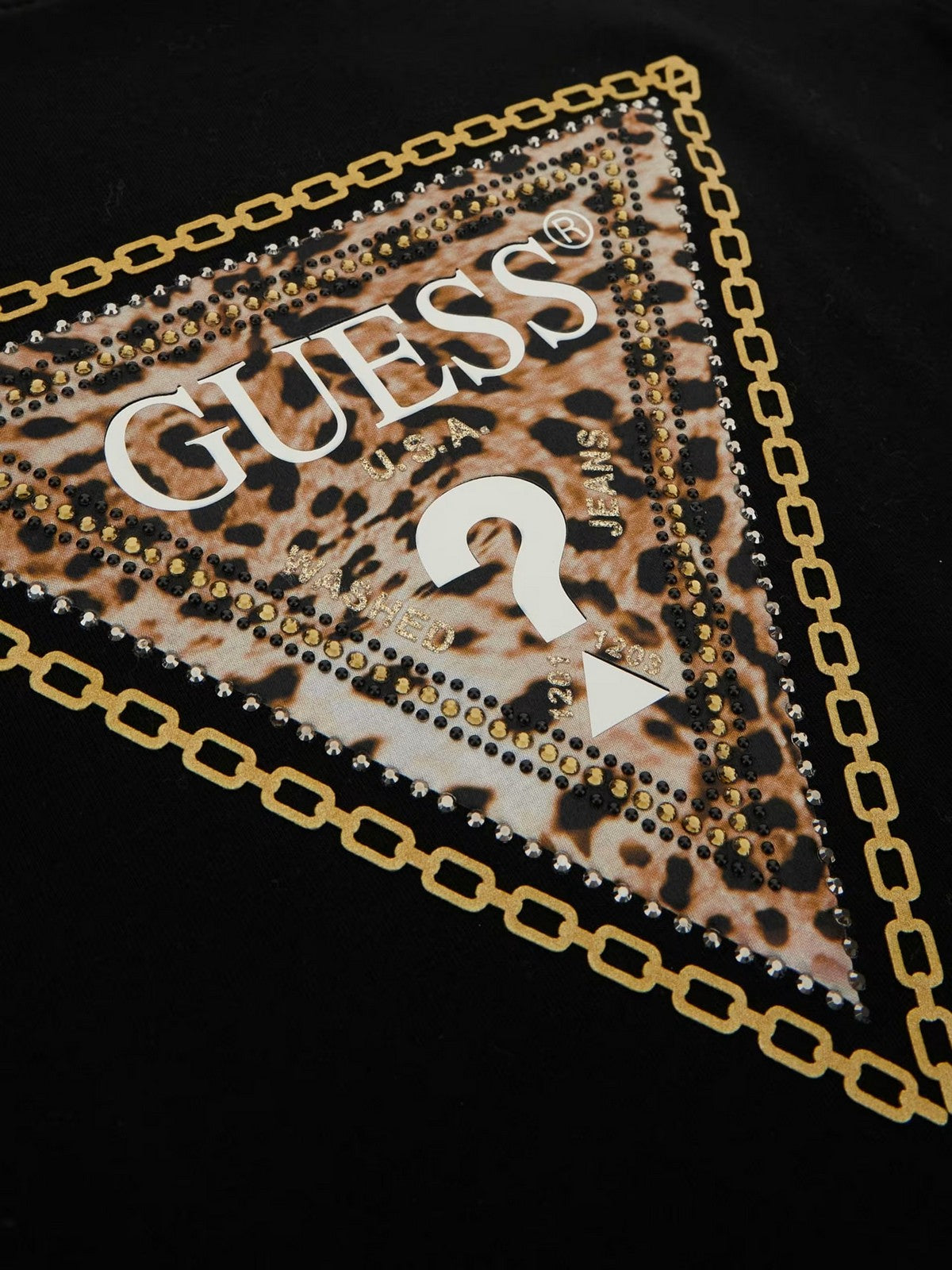 GUESS T-Shirt e Polo Donna SS CN TRIANGLE LEO TEE W4YI40 J1314 JBLK Nero gioboutiqueweb