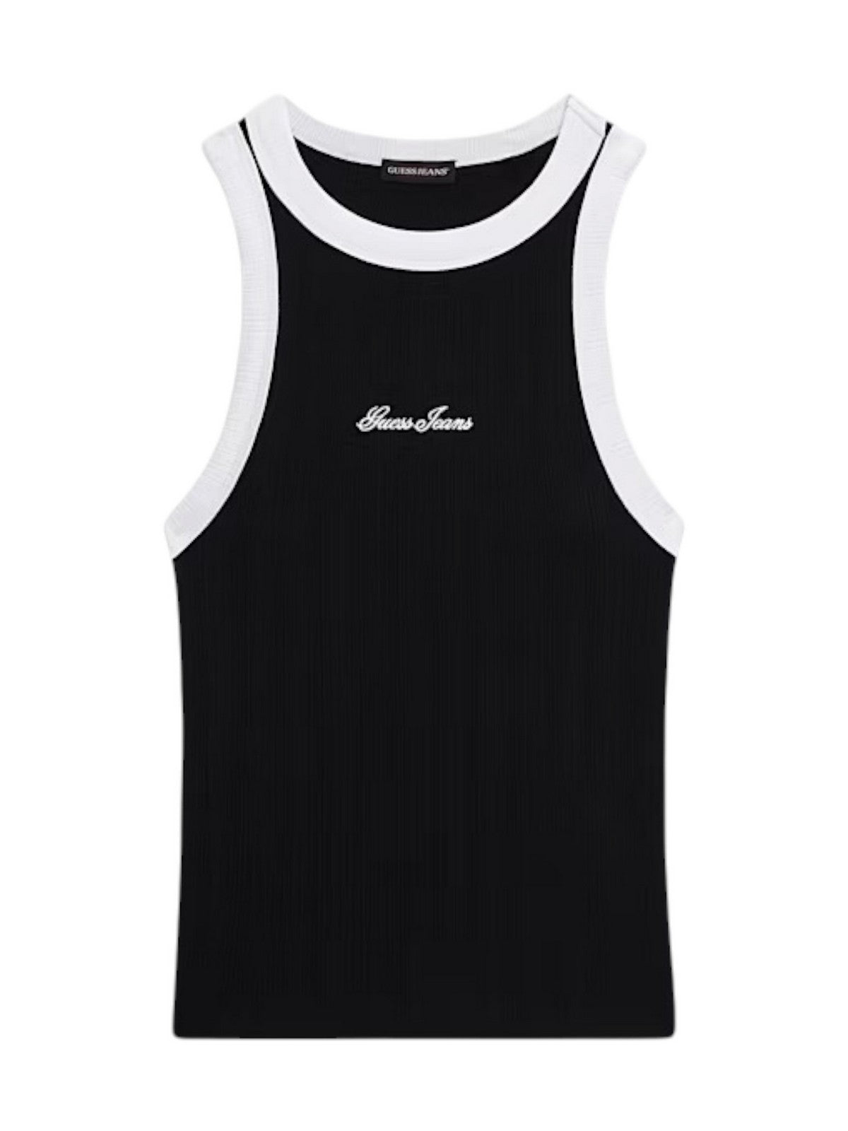GUESS Top Donna GJ EMBRO RINGER TANK TOP W6GPZ8 KF641 JBLK Jet Black A996 gioboutiqueweb