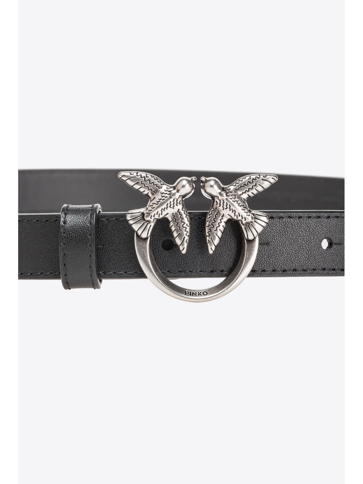 PINKO Cintura Donna Love Berry H2 Belt Vitello Set 100143-A0F1 Z99O NERO-OLD SILVER gioboutiqueweb