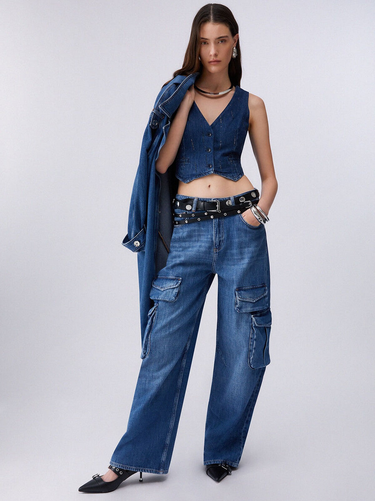 LIU JO BLUE DENIM Gilet Donna  UA6188D0315 78033 Den.Blue starry wash gioboutiqueweb