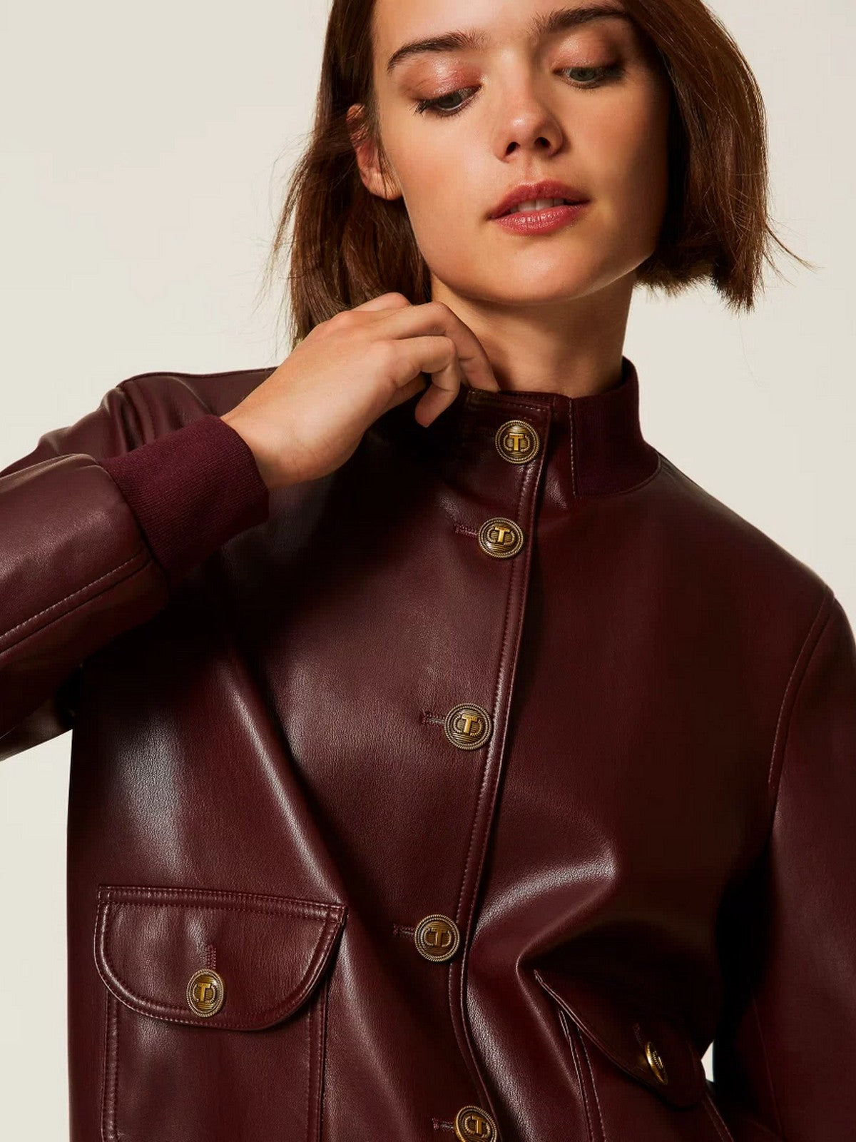TWINSET Giubbino Donna SOFT COATED 252TP2232 05609 WINETASTING gioboutiqueweb