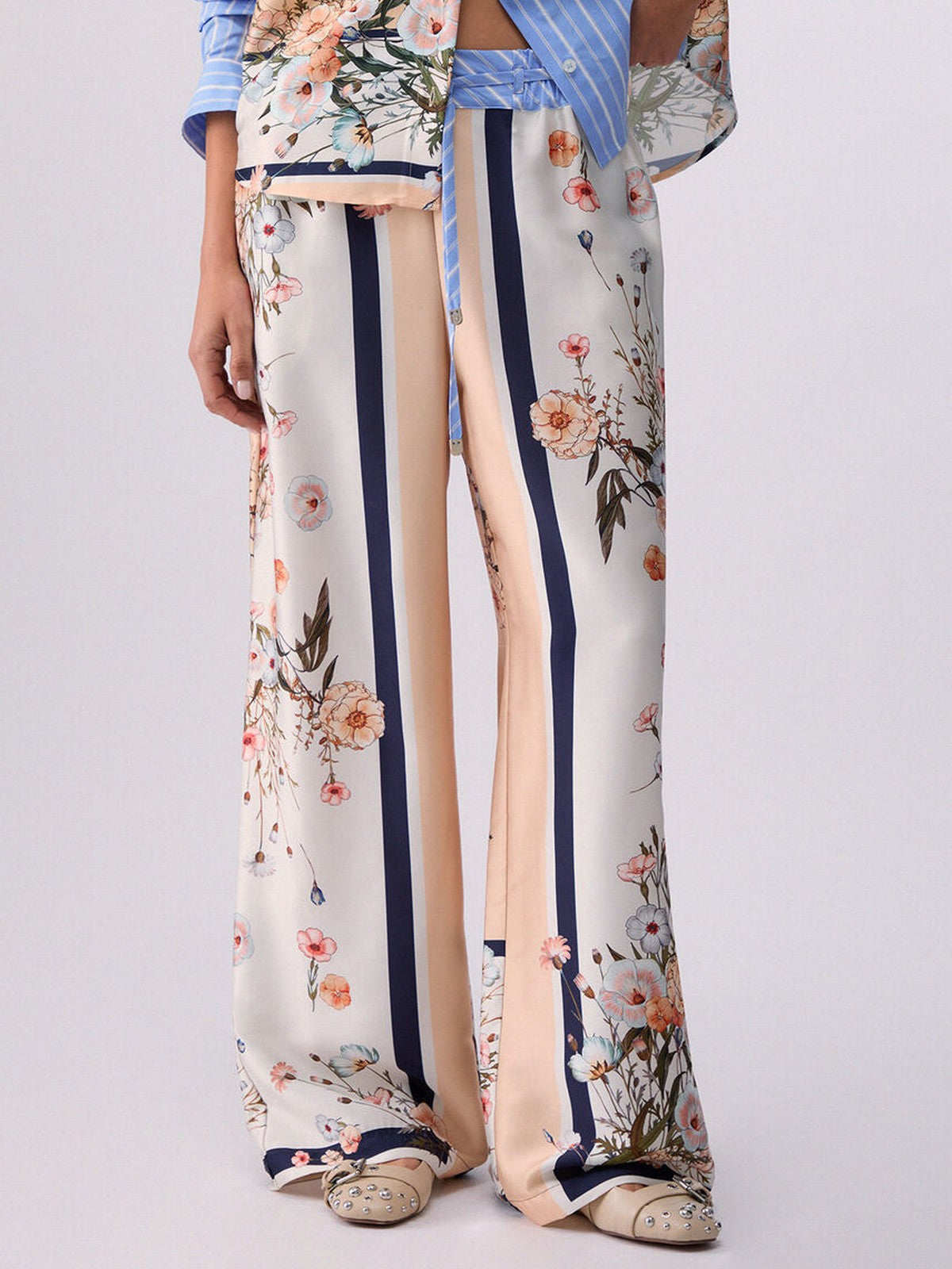 LIU JO WHITE Pantalone Donna  WA6358T2555 P9546 Blu str/bloom.big gioboutiqueweb
