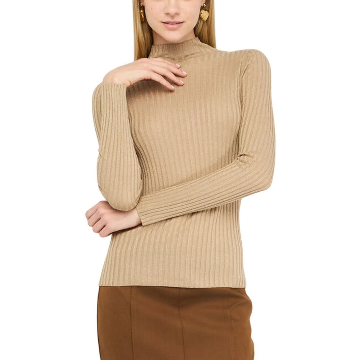 LIU JO WHITE Maglione dolcevita Donna  MF5389MS46J 04869 Oro metallizzato