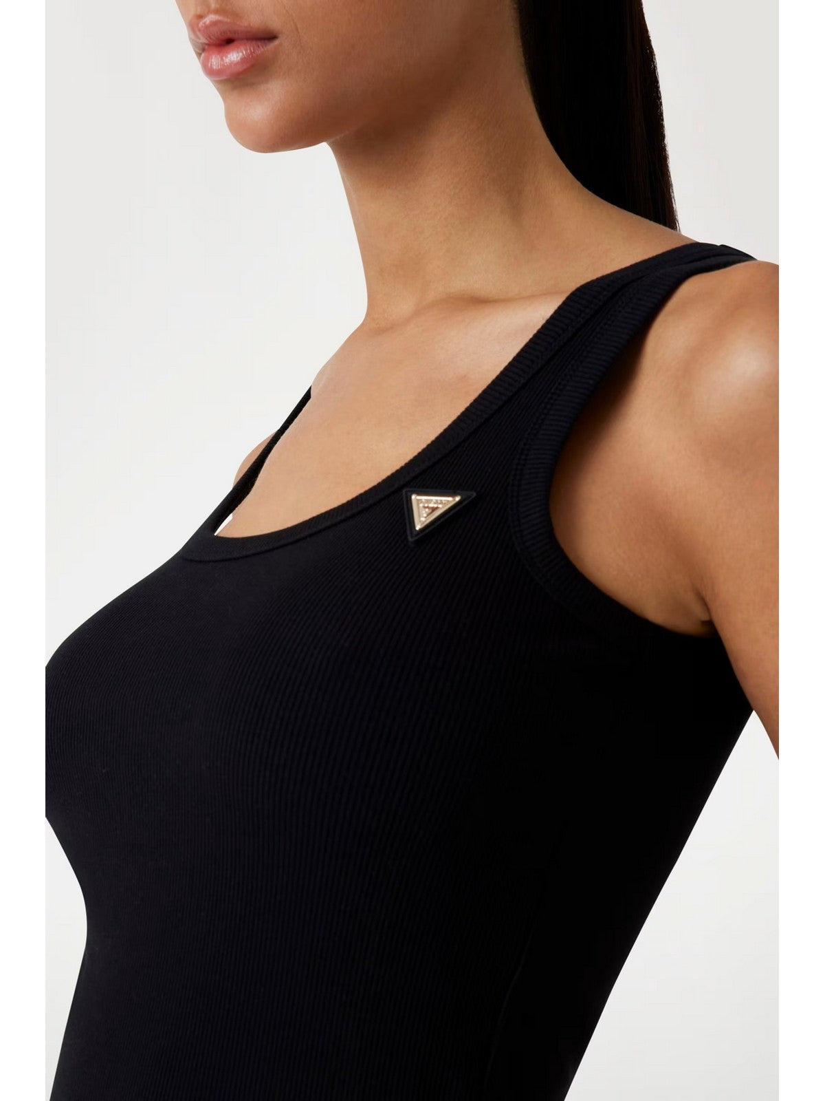 GUESS SPORT Canotta Donna COLETTE RIB TANK V4YP06 K8RT2 JBLK Jet Black A996 gioboutiqueweb