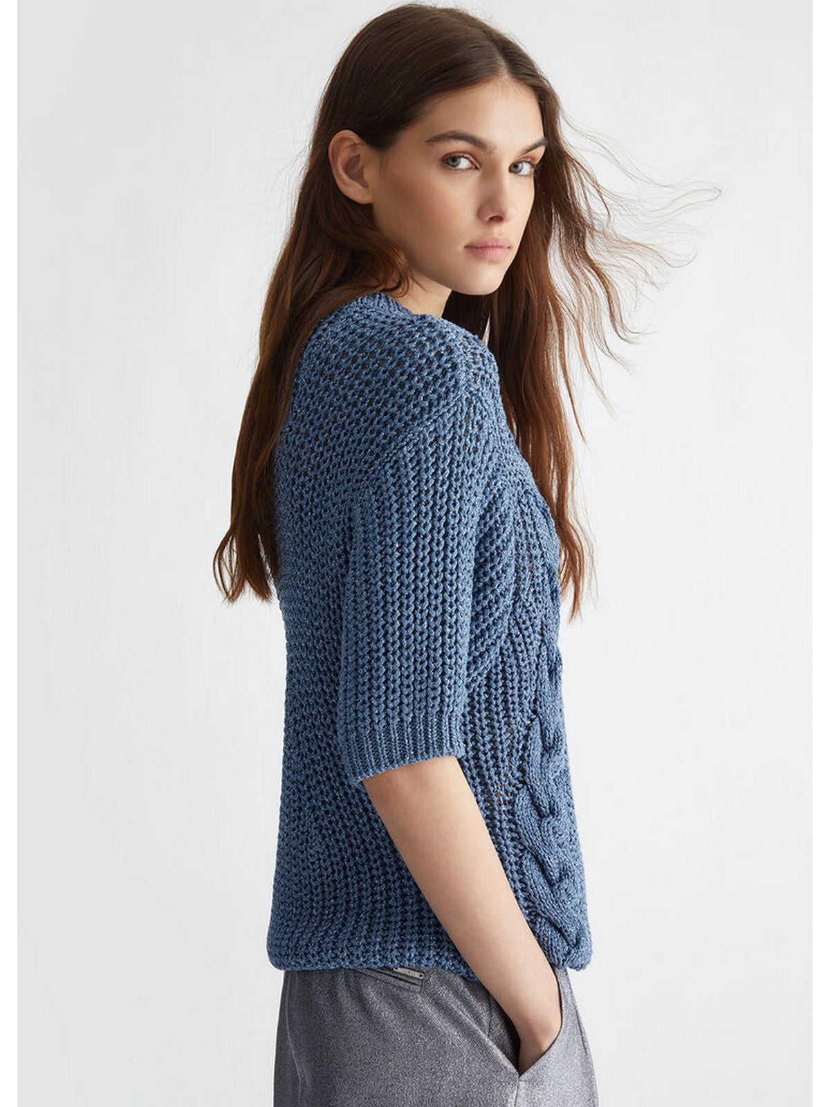 LIU JO WHITE Maglione Donna  WF4445MAG60 A4038 Blu gioboutiqueweb