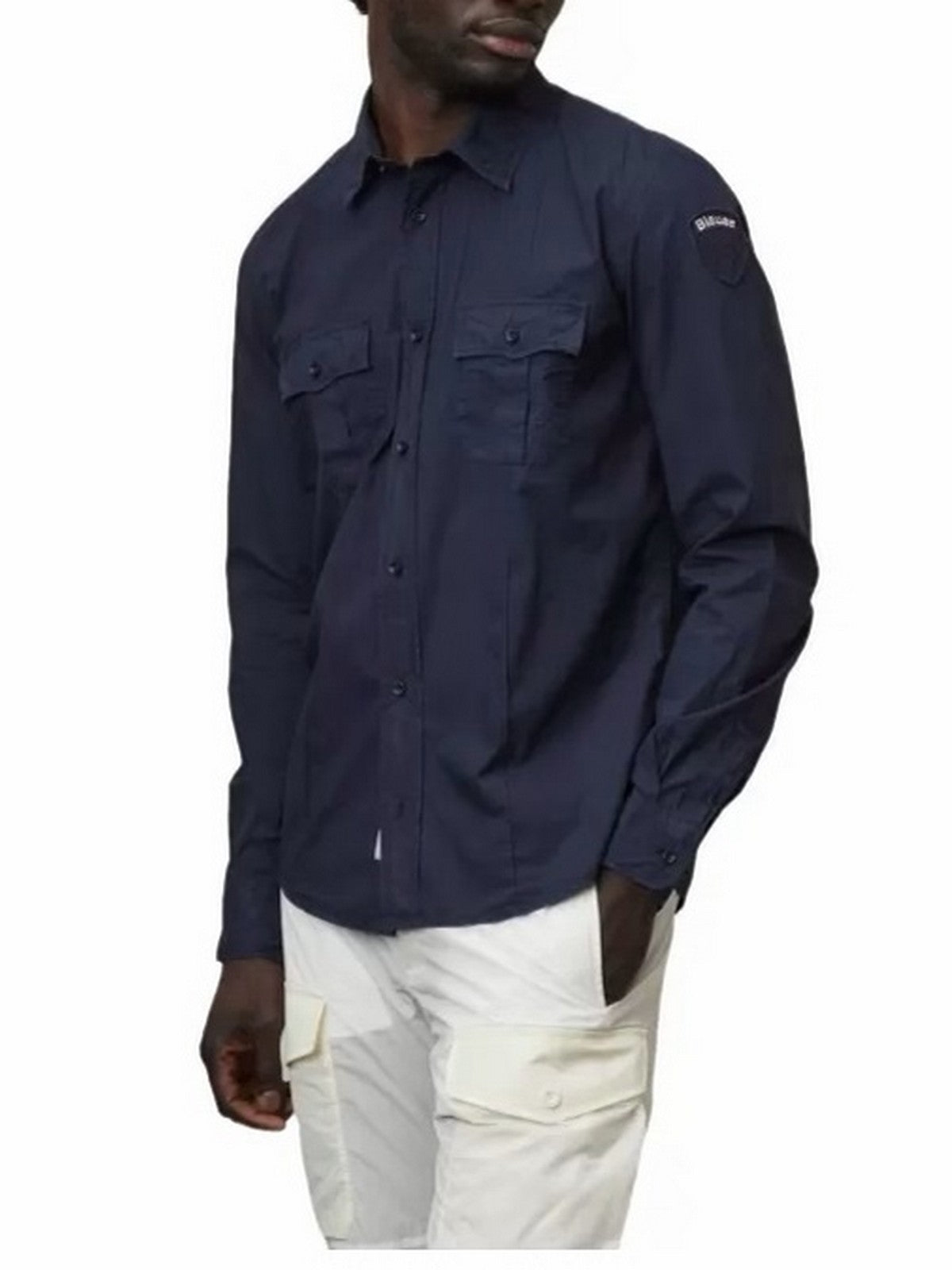 BLAUER Camicia Uomo  24SBLUS01036 006780 888 Blu gioboutiqueweb