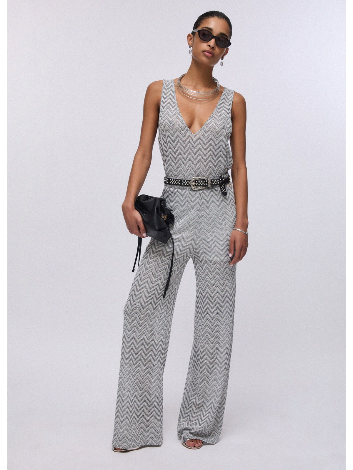 LIU JO BEACHWEAR Pantalone Donna  VA6176J3878 C3887 Nero/silver lux gioboutiqueweb