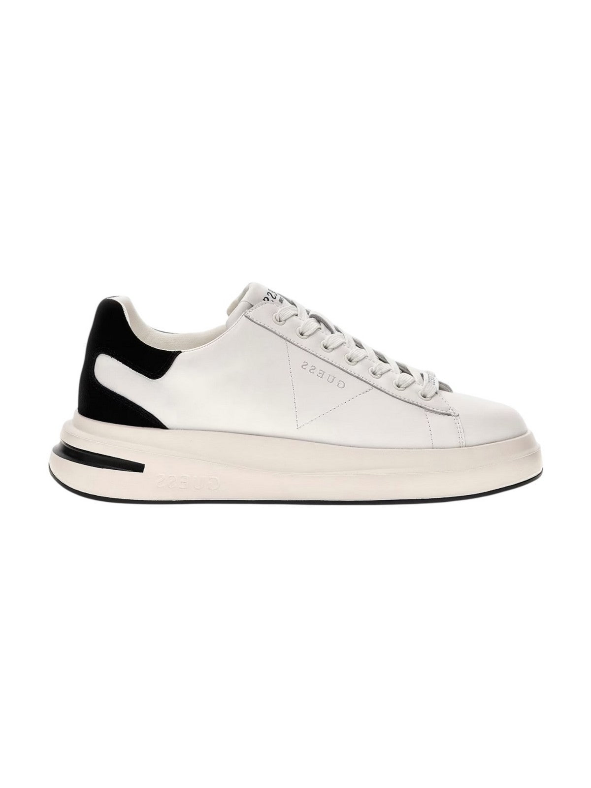 GUESS Sneaker Uomo ELBA FMFLBA LEA12 WHIBK WHITE BLACK gioboutiqueweb