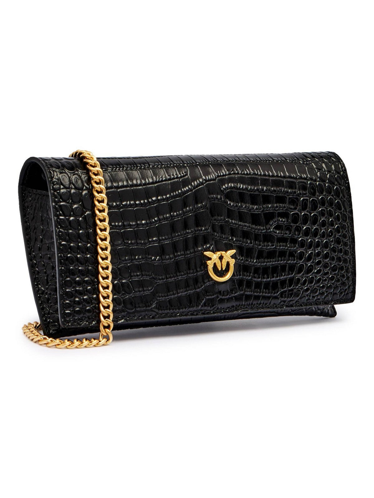 PINKO Portafoglio Donna FLAT WALLET 105351-A2OH Z99V NERO LIMOUSINE - MATT GOLD gioboutiqueweb
