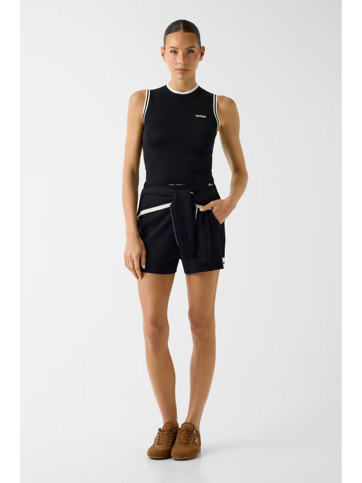 GUESS SPORT Top Donna GABRY CN SL TOP SWTR V6GR02 Z0723 JBLK Jet Black A996