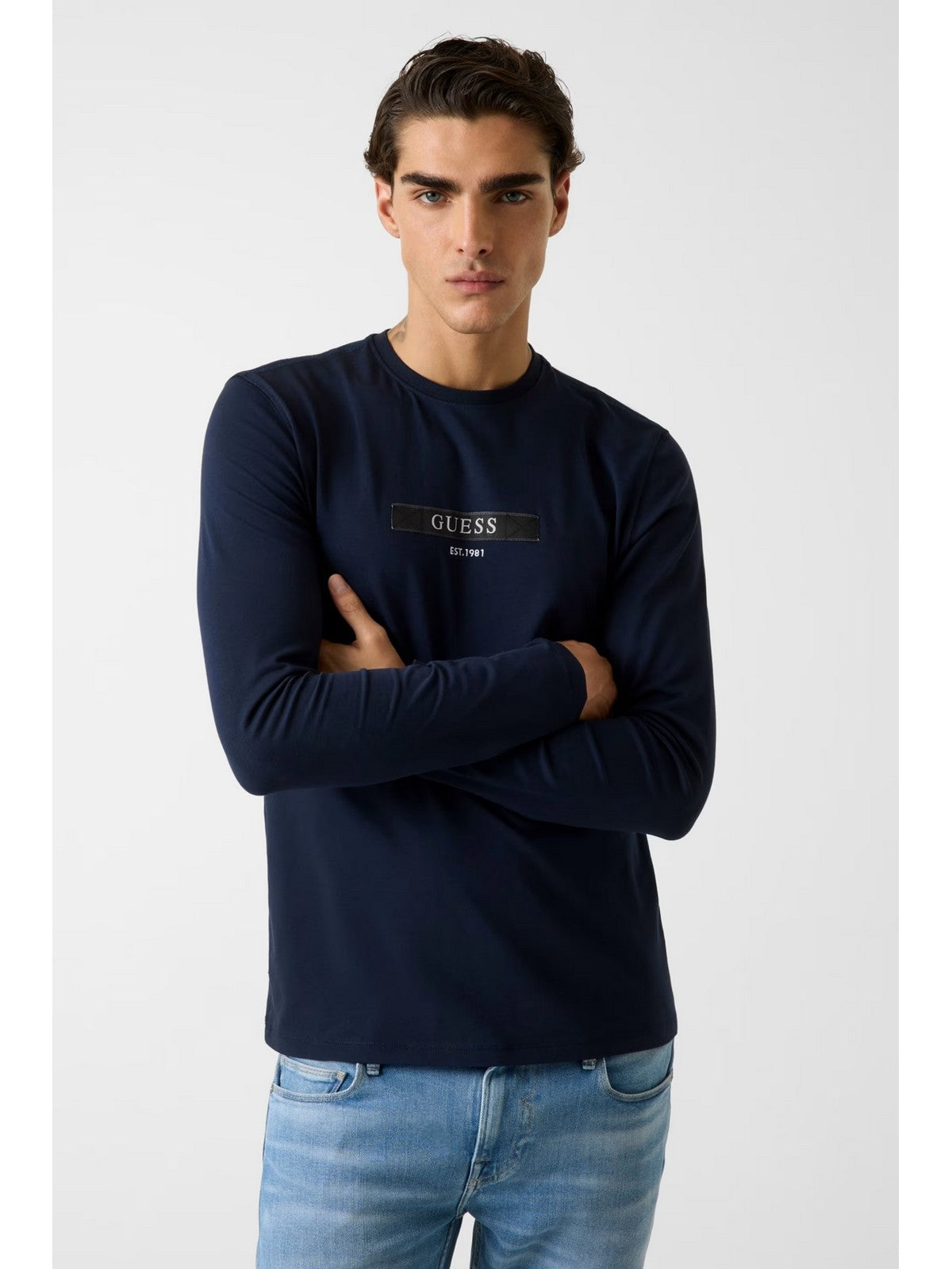 GUESS T-shirt Uomo LS CN LOGO BOX TEE M6RI18 J1314 G7V2 SMART BLUE gioboutiqueweb