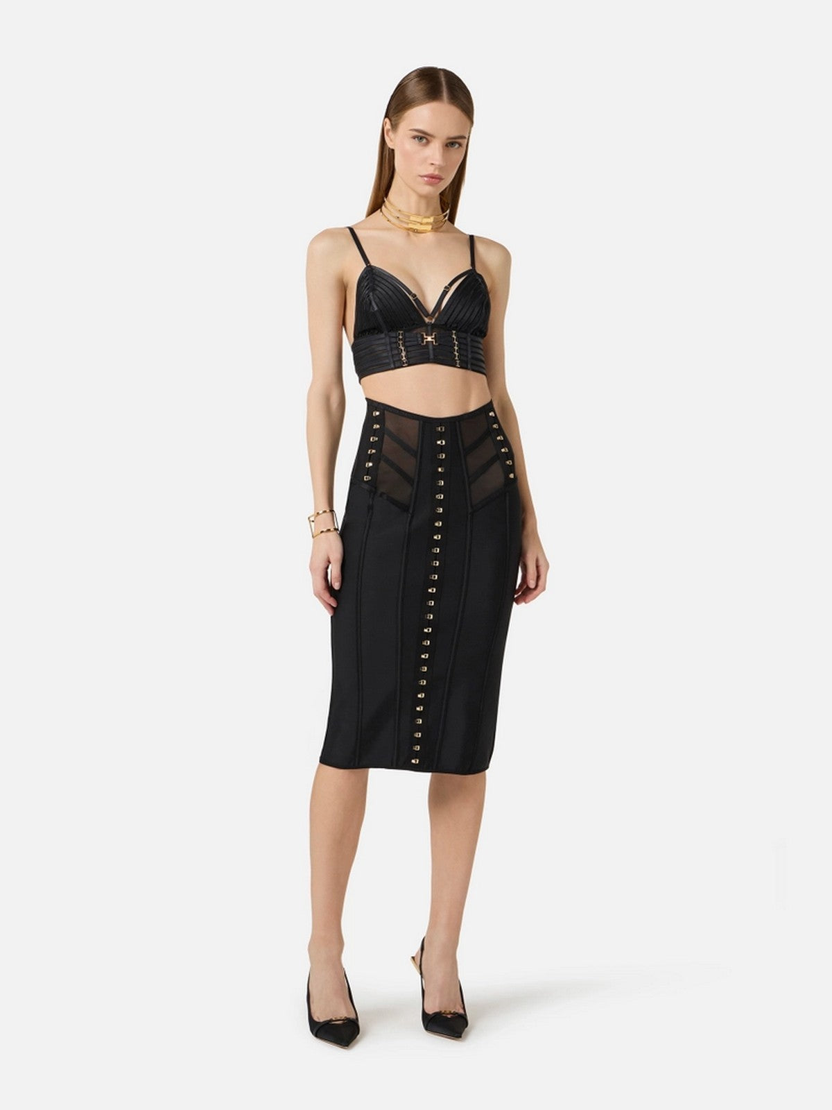 ELISABETTA FRANCHI Top Donna  RG00962E2 110 Nero gioboutiqueweb