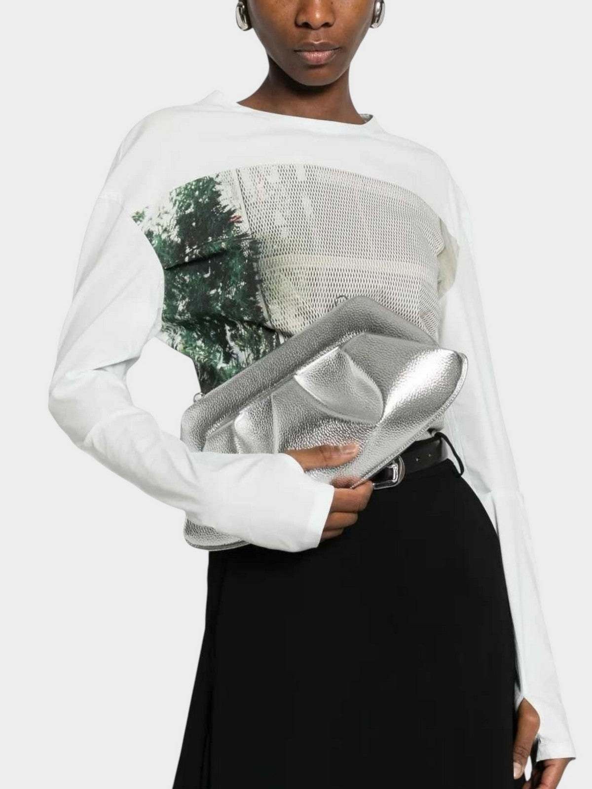 THEMOIRè Borsa Donna BIOS BAGUETTE BOTTOLATO LAMINATO 261WTMBB0OOBL SILVER SILVER gioboutiqueweb