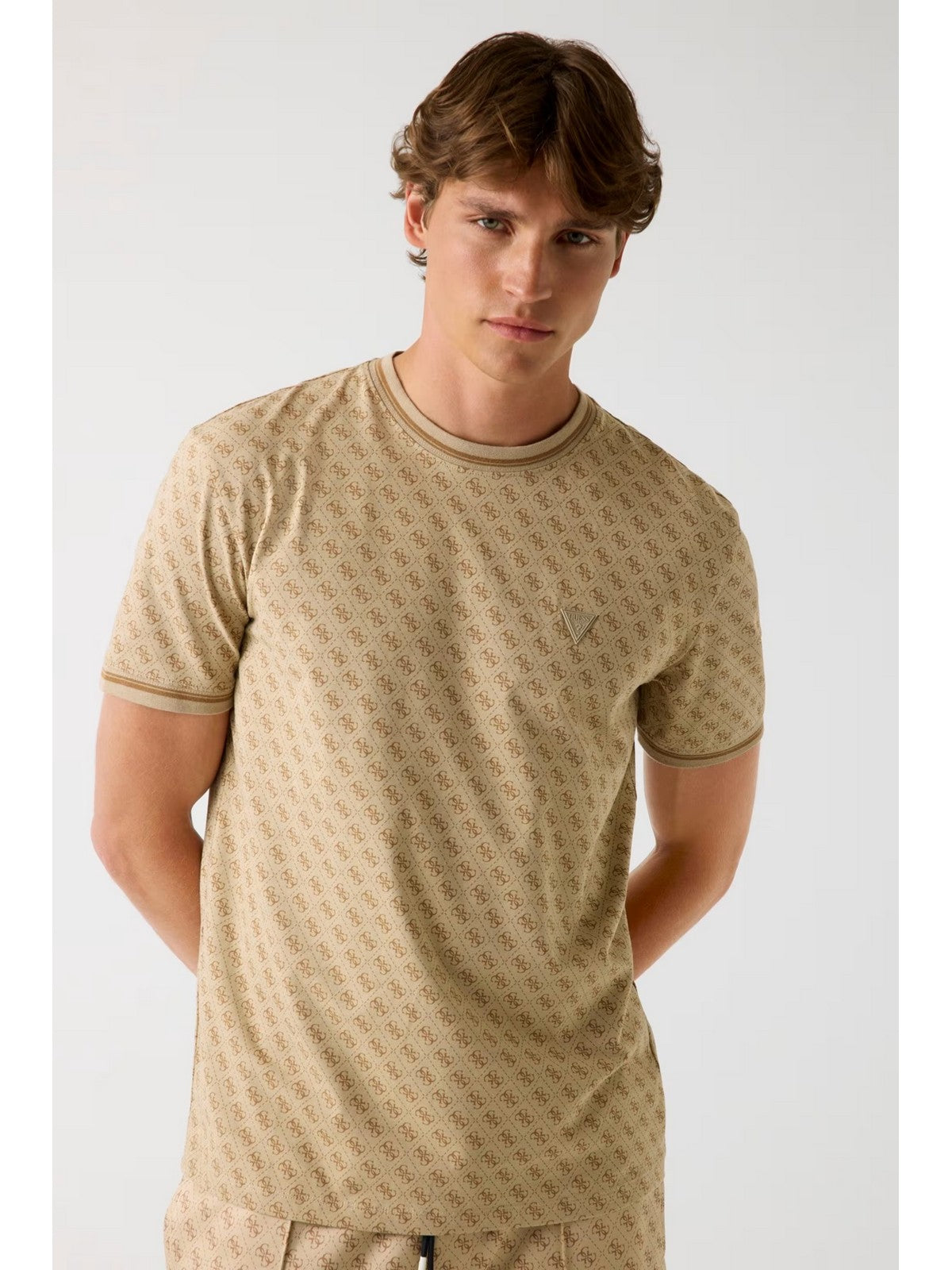 GUESS SPORT T-shirt Uomo MARSHALL T-SHIRT Z2YI05 J1314 P13W 4G AOP BEIGE BLANCO gioboutiqueweb