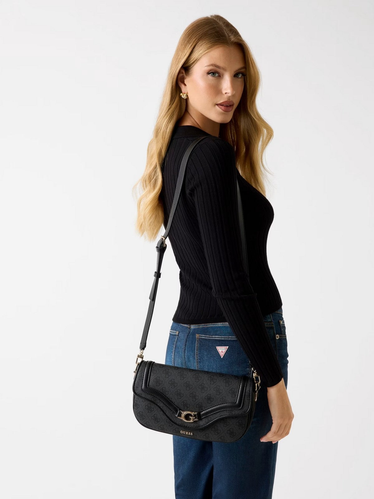 GUESS Borsa Donna DEA FLAP SHOULDER BAG HWSG79 93200 CLO COAL LOGO gioboutiqueweb