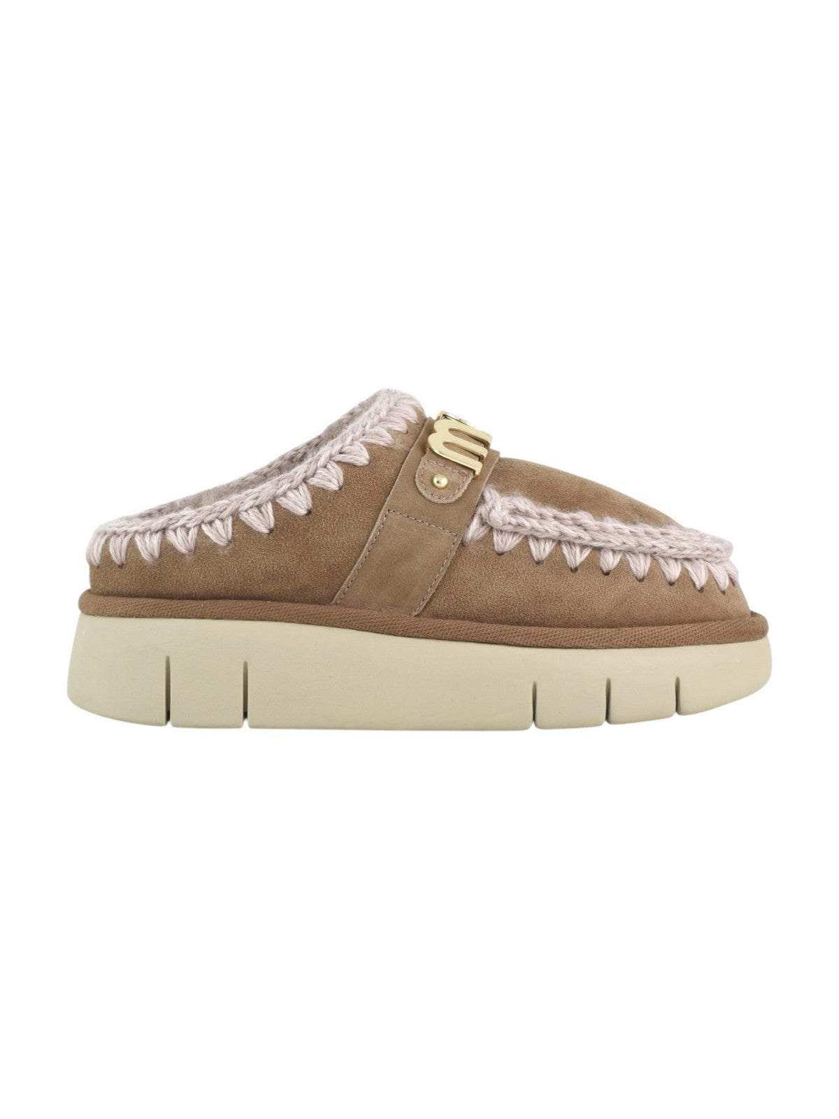 MOU Ciabatta Donna Bounce clog metal logo MU.FW531001A PKBRO Pink Brown gioboutiqueweb