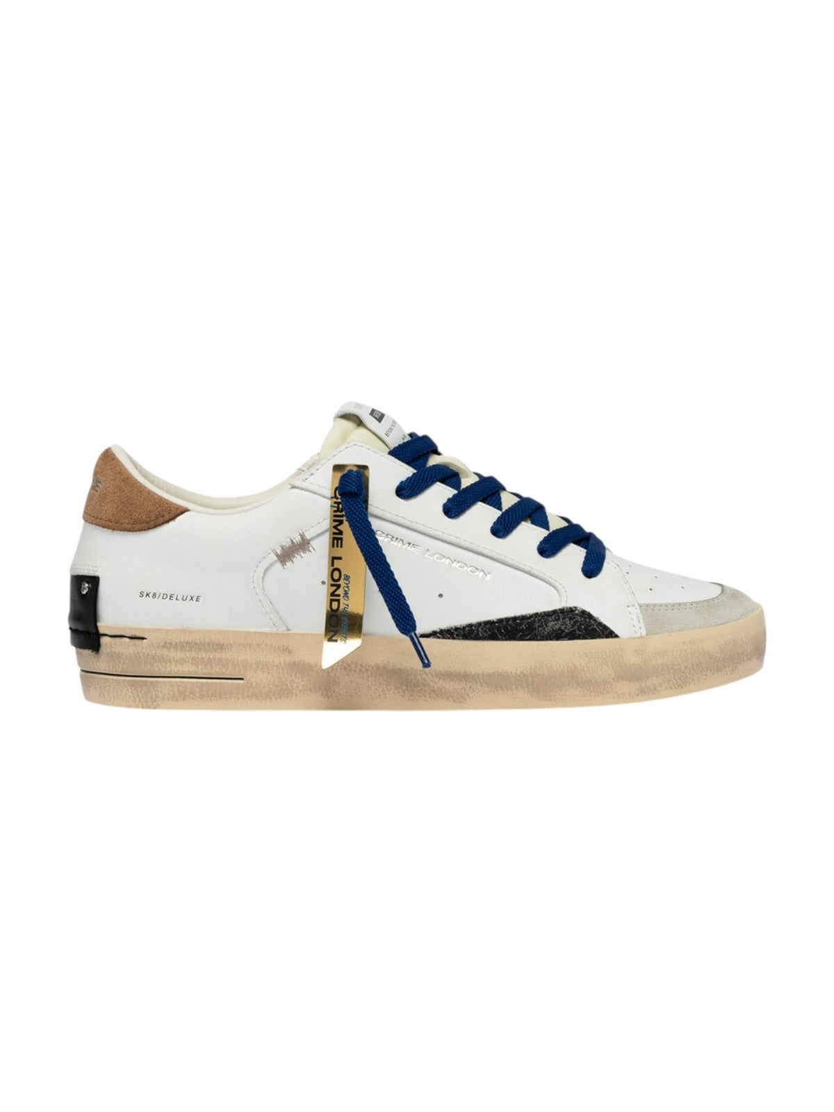 CRIME LONDON Sneaker Uomo SK8 DELUXE BROWN SUGAR 19102PP8 10 WHITE gioboutiqueweb