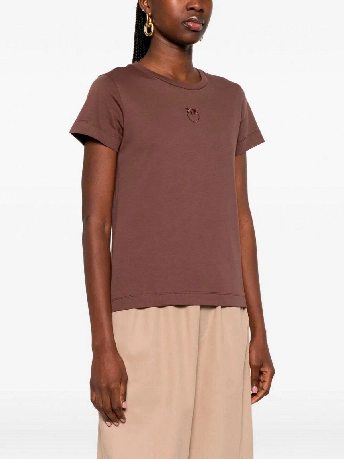 PINKO T-shirt Donna BUSSOLOTTO T-SHIRT 100355-A339 L78 MARRONE TERRA X PIANTE gioboutiqueweb