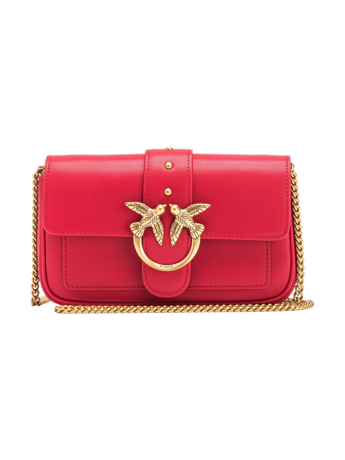 PINKO Borsa Donna Love One Pocket C Vitello Seta 100061-A0F1 R30Q Rosso gioboutiqueweb