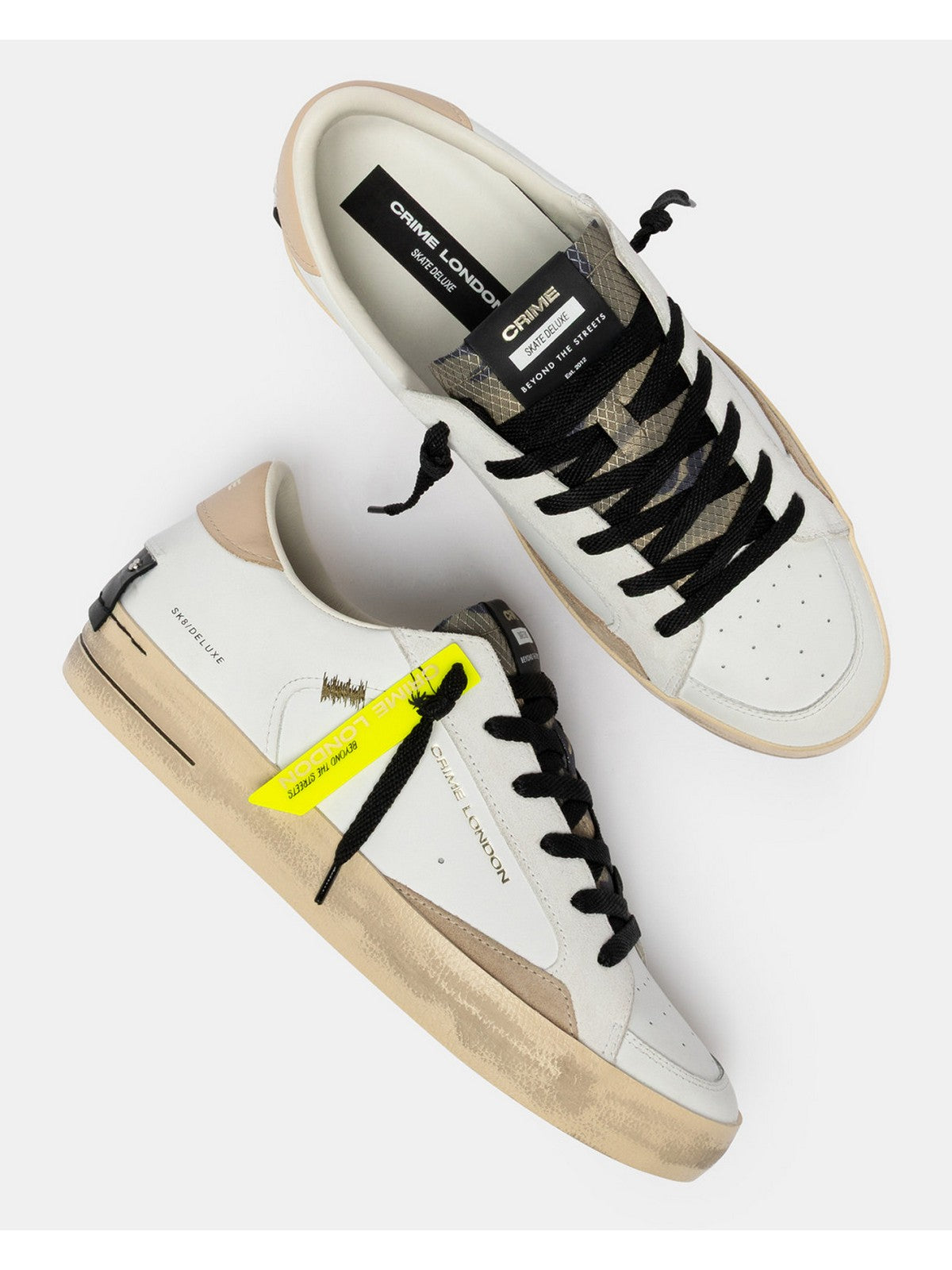 CRIME LONDON Sneaker Uomo SK8 DELUXE DUNE DRIFT 19104PP8 10 WHITE gioboutiqueweb
