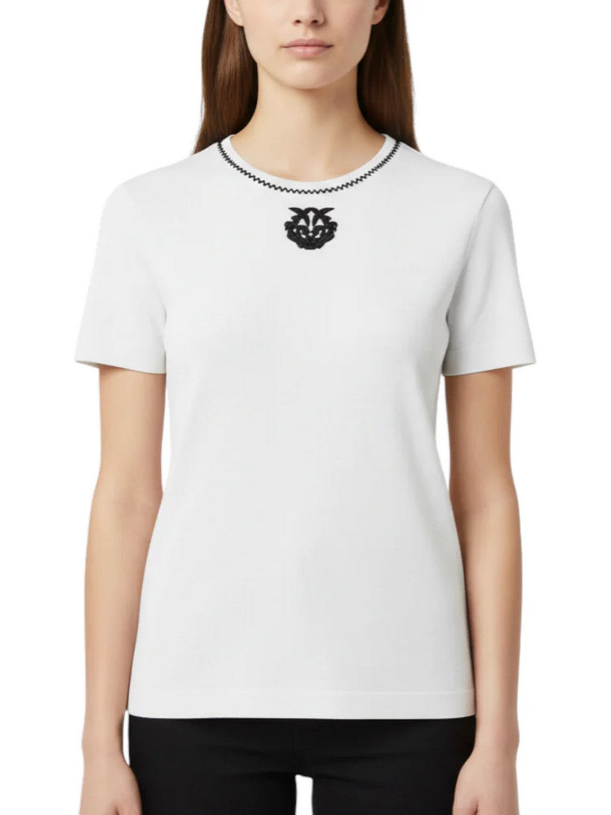PINKO T-shirt Donna BRUGHERIO T-SHIRT COSTINA LOGO 106815-A3AL ZZ1 BIANCO/NERO gioboutiqueweb