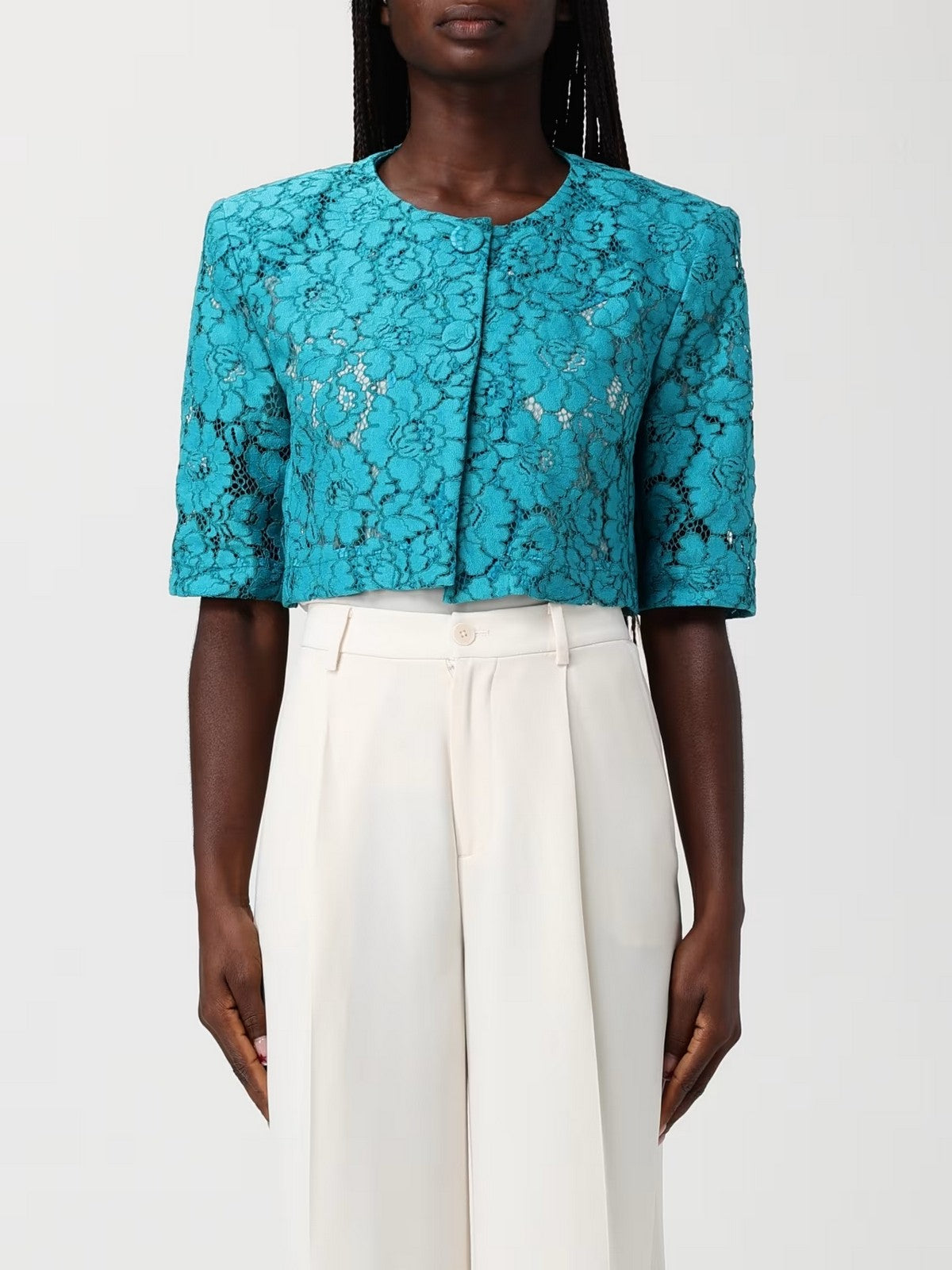 PINKO Giacca Donna PLATANO SPENCER PIZZO REBRODE 106552-A330 V76 VERDE MATTONELLA gioboutiqueweb