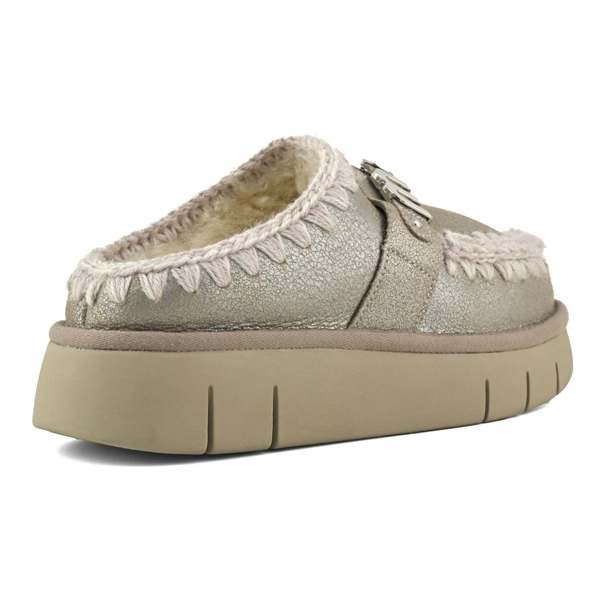 MOU Ciabatta Donna Bounce clog special leather - MU.FW531001B STME Stone Metalic gioboutiqueweb