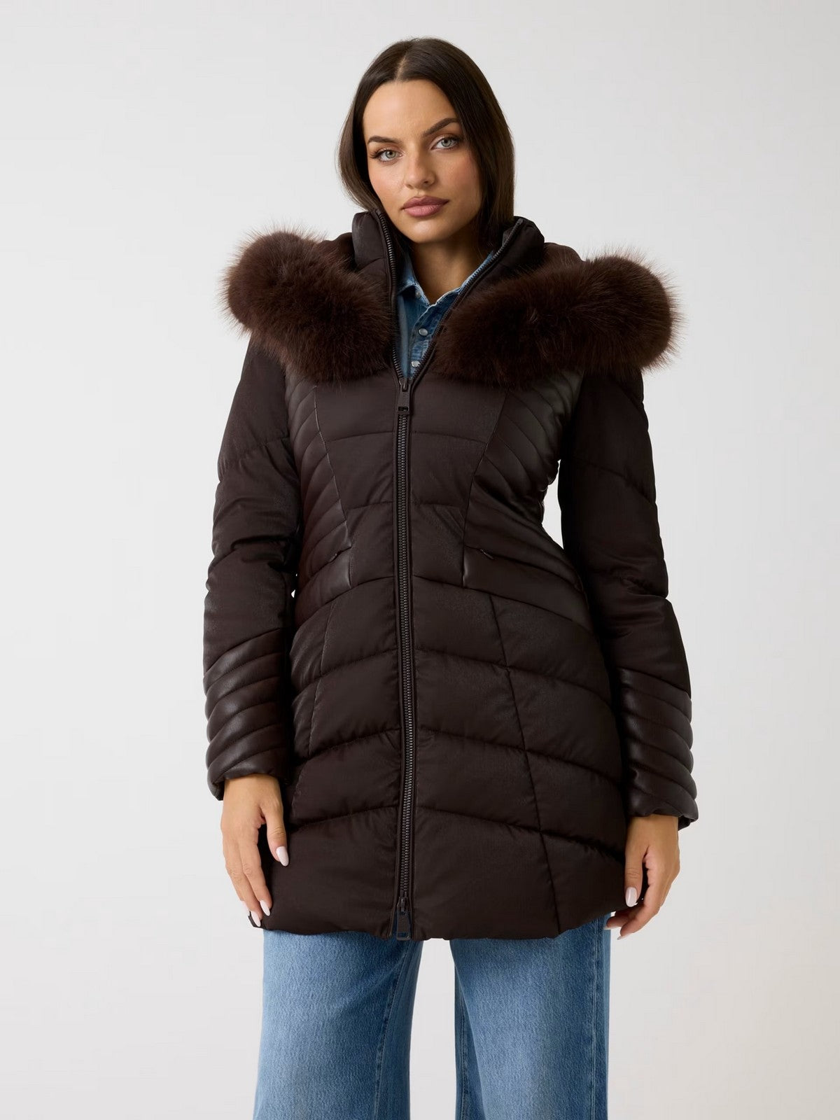 GUESS Piumino Donna NEW OXANA JACKET W4BL61 WGLZ0 G1EB REGAL BROWN