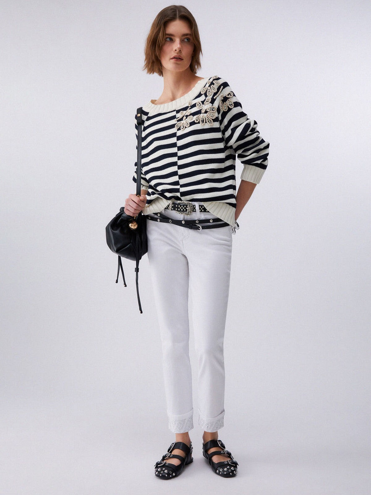 LIU JO BLUE DENIM Pantalone Donna  UA6006T2594 11111 BIANCO OTTICO gioboutiqueweb