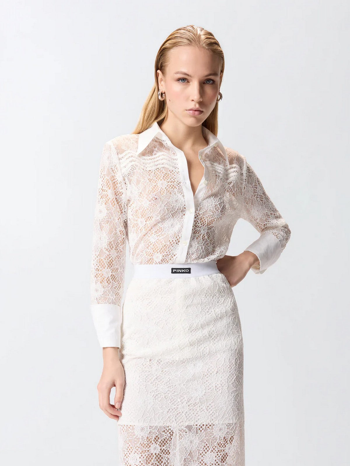PINKO Camicia Donna COLINE CAMICIA PIZZO REBRODE 106600-A381 Z05 BIANCO-BIANCANEVE gioboutiqueweb