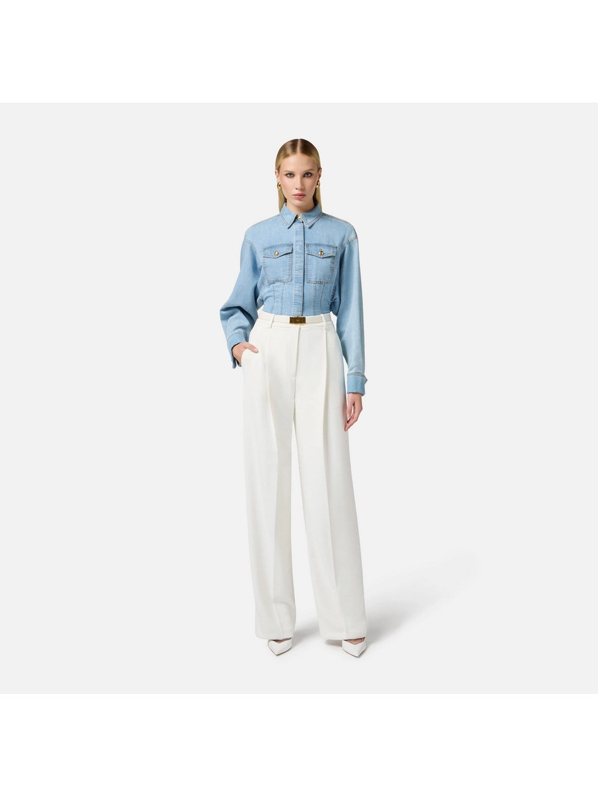 ELISABETTA FRANCHI Camicia Donna  CJ33D51E2-192 Blu gioboutiqueweb