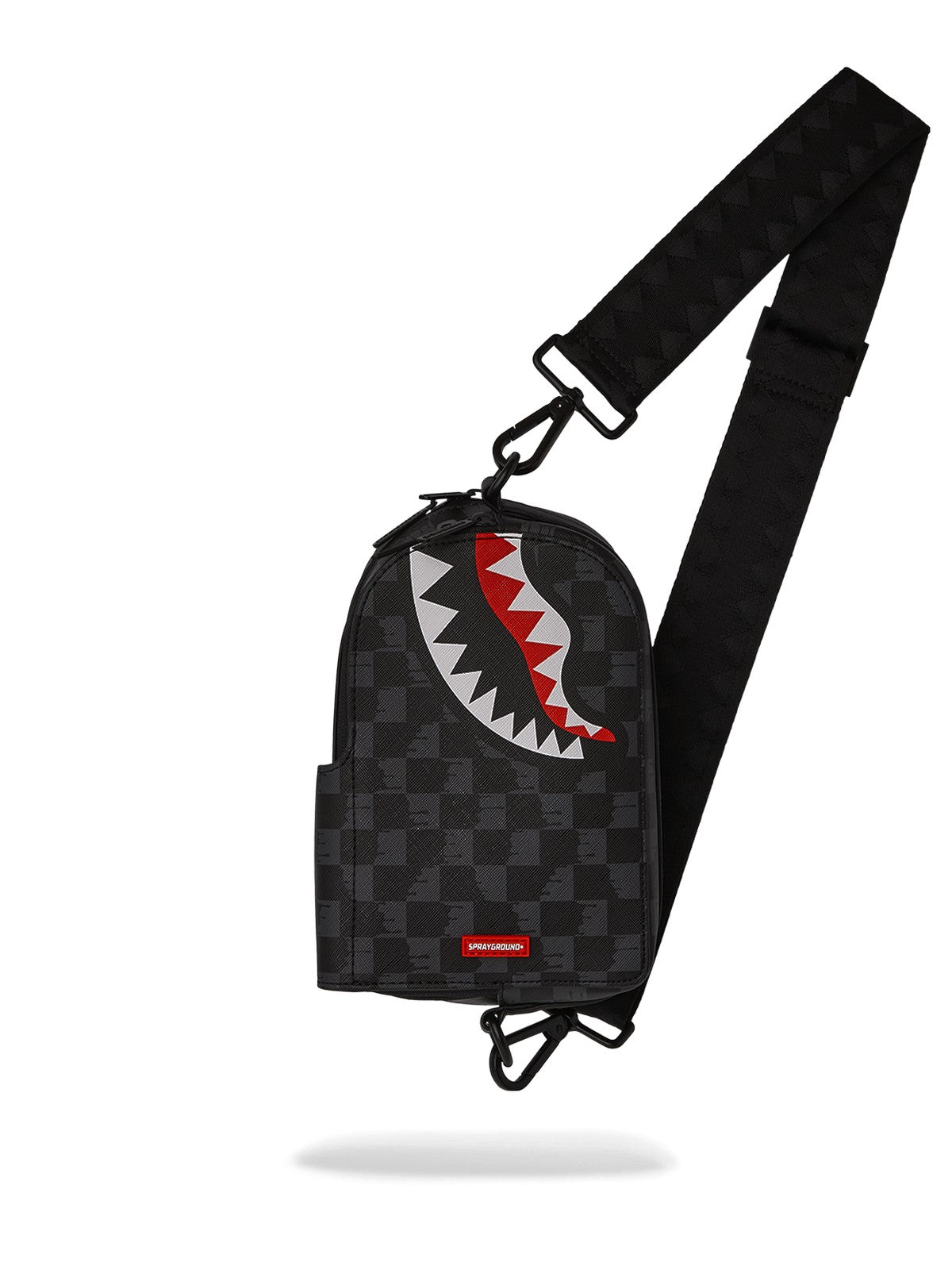 SPRAYGROUND Tracolla Uomo DRIP CHECK SHARK BACKPACK SLING 910B6569NSZ Nero gioboutiqueweb