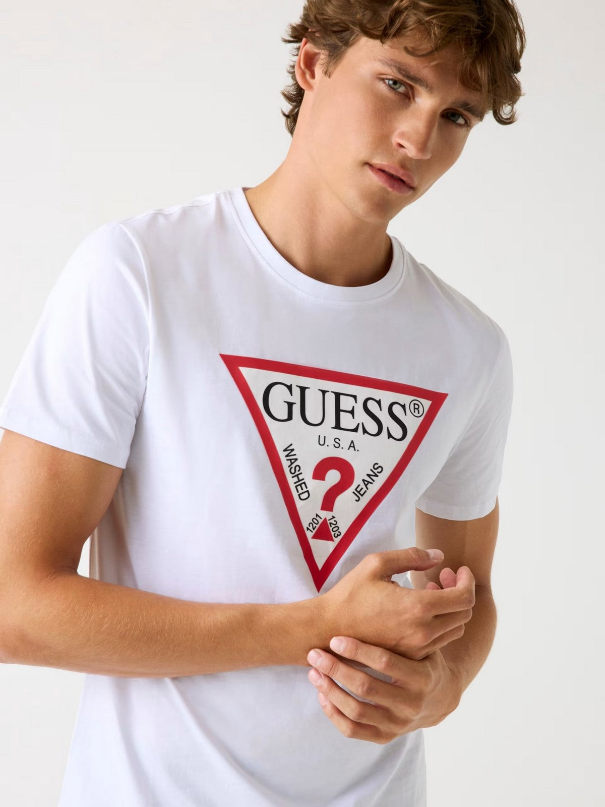GUESS T-shirt Uomo CN SS ORIGINAL LOGO TEE M2YI71 I3Z14 G011 PURE WHITE gioboutiqueweb