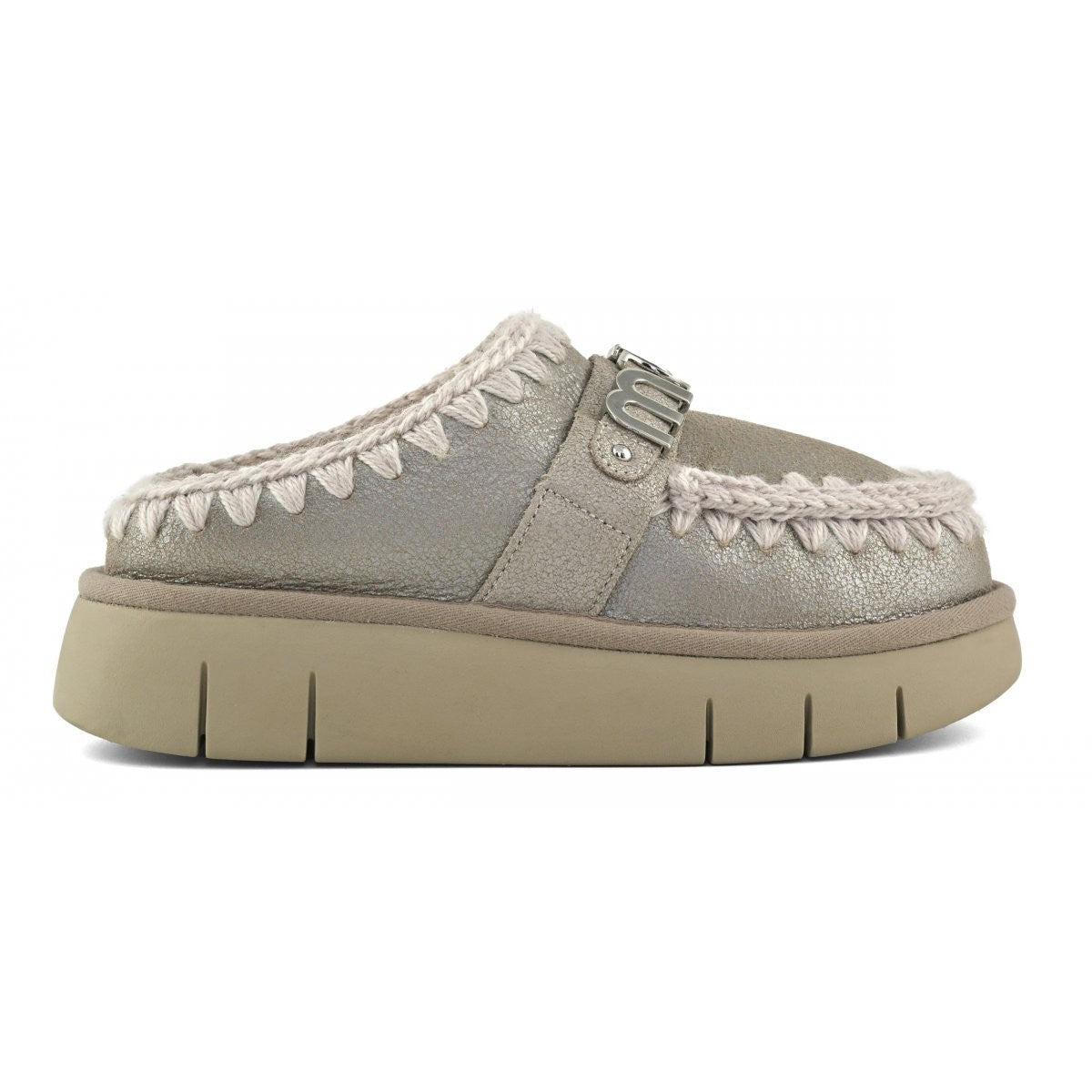 MOU Ciabatta Donna Bounce clog special leather - MU.FW531001B STME Stone Metalic gioboutiqueweb