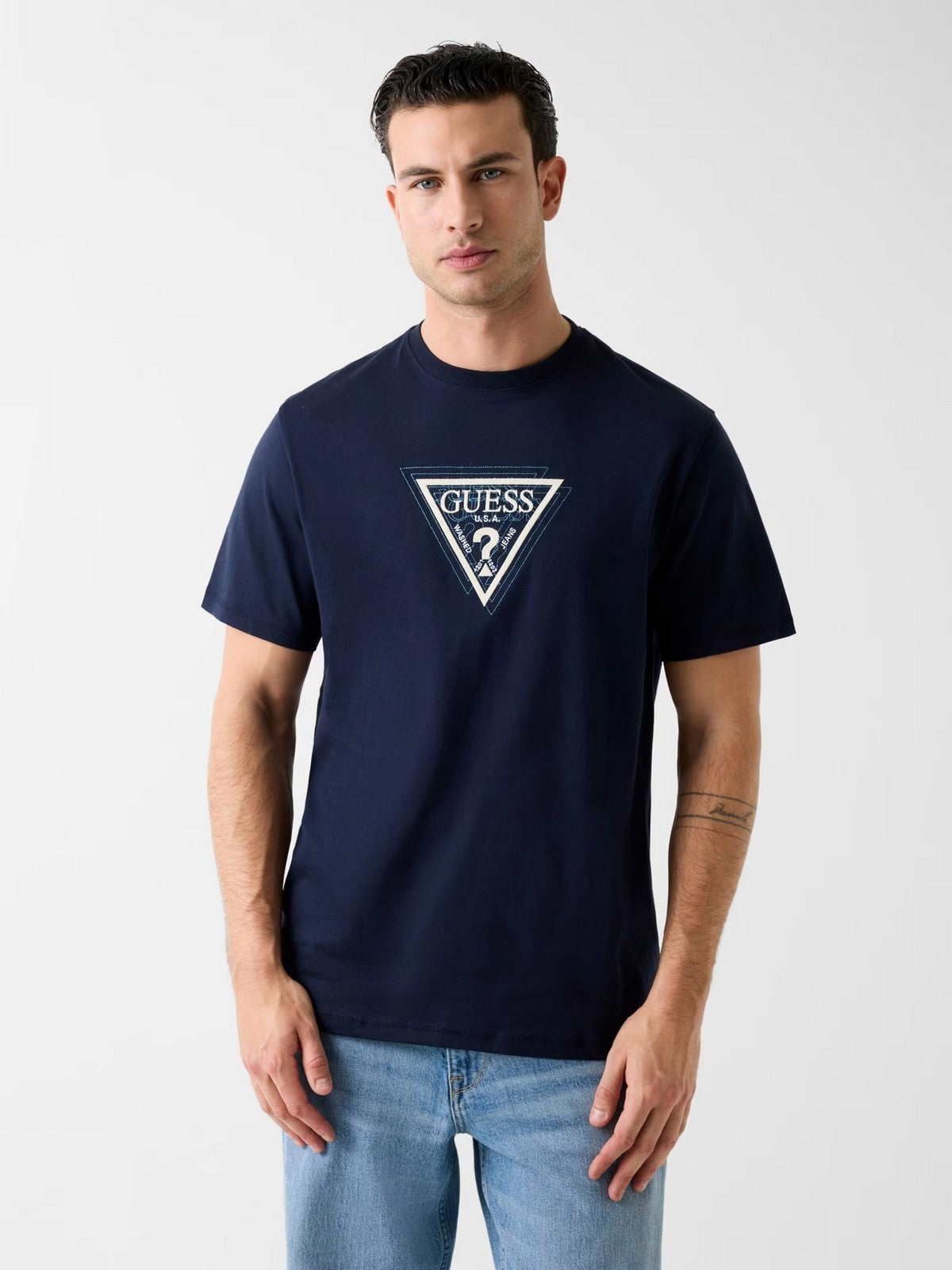 GUESS T-shirt Uomo SS CN TERRY LOGO TEE M6RI23 K8FQ4 G7V2 SMART BLUE