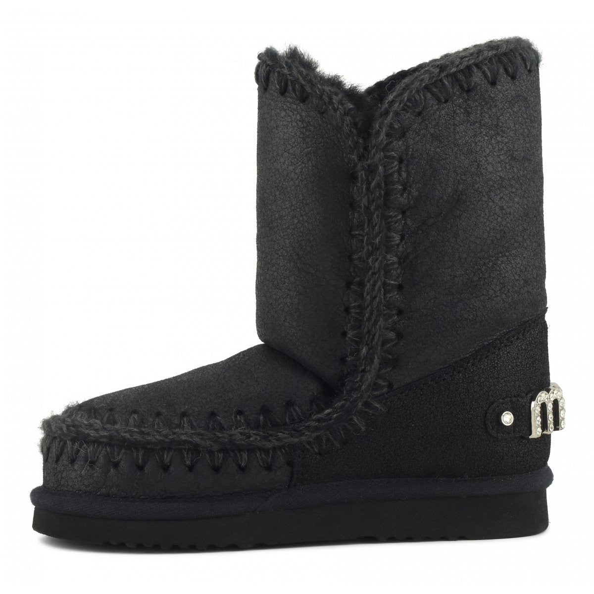MOU Stivali e Stivaletti Donna Eskimo 24  rhinestones logo MU.FW101037B CBKG Cracked Black gioboutiqueweb