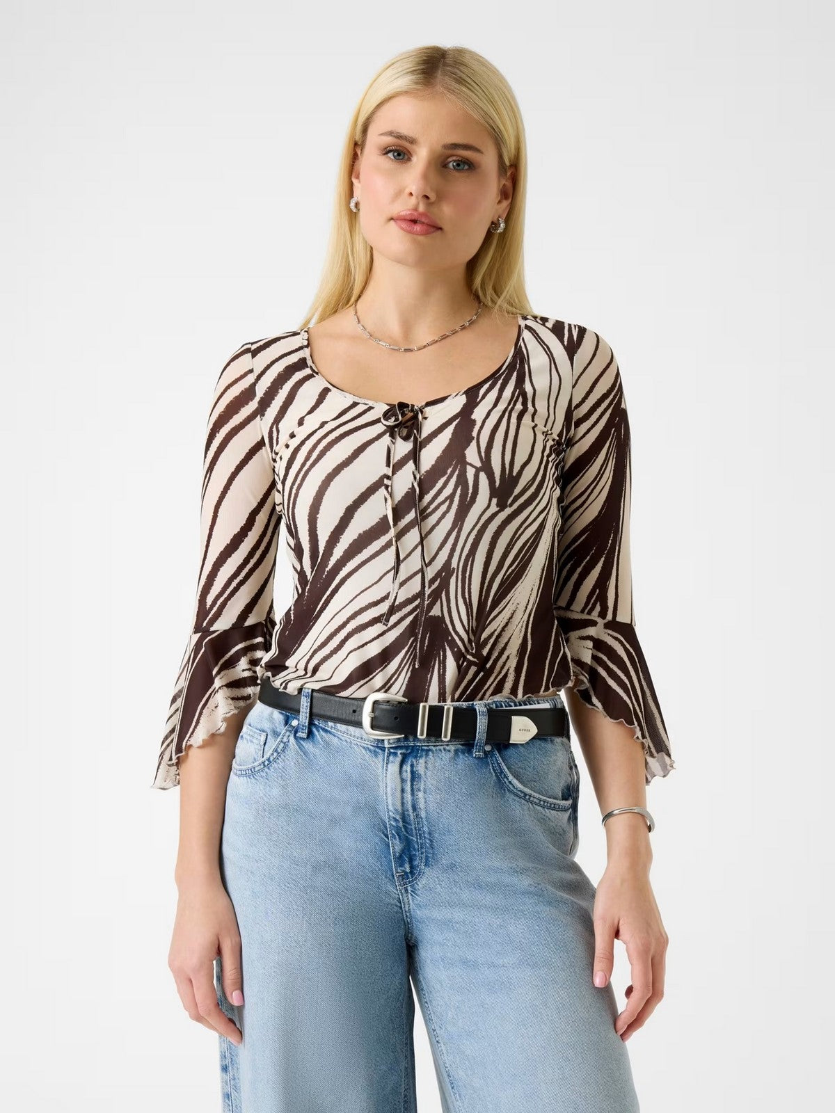 GUESS Blusa Donna 3/4 SL SERAFINA MESH TOP W6GP16 K2944 PMIC WILD ESCAPE PRINT