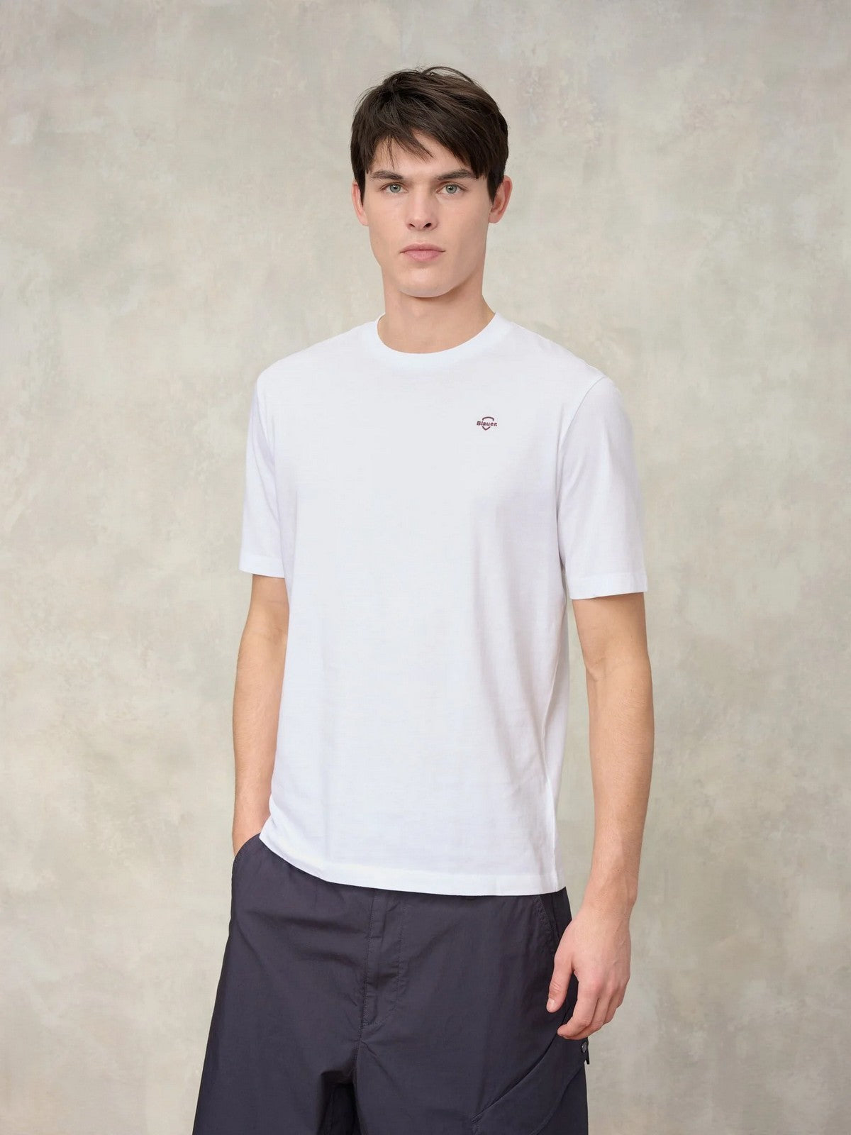 BLAUER T-shirt Uomo ERROL 26SBLUH02300 007439 100 BIANCO OTTICO