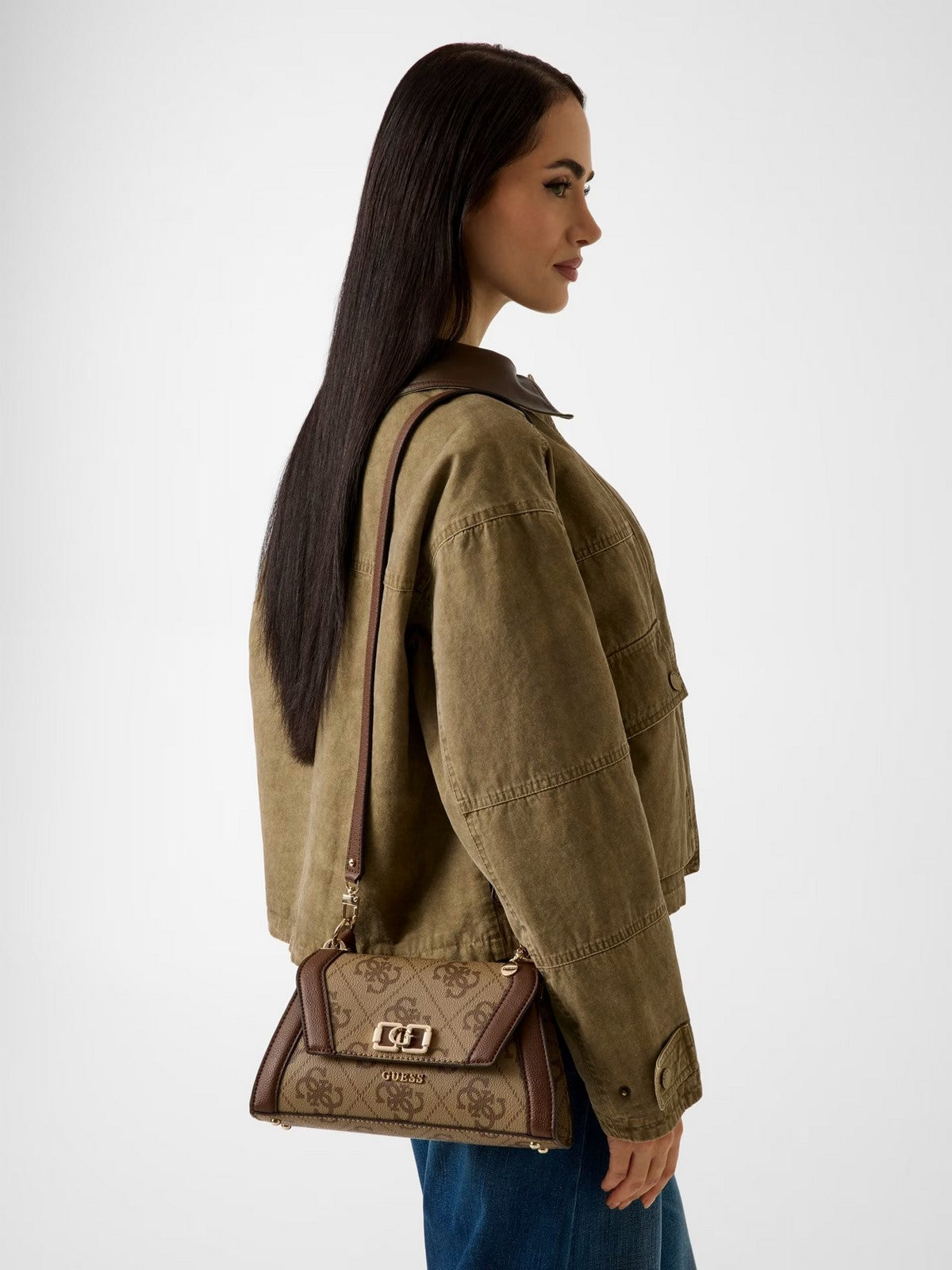 GUESS Borsa Donna KARNILLA LOGO FLAP SHLDR BAG HWOS99 01190 LGW LATTE LOGO/BROWN