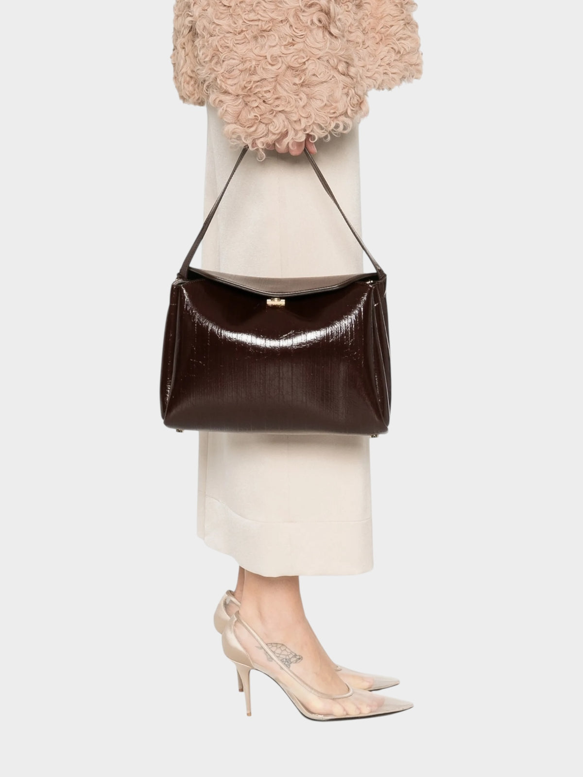 THEMOIRè Borsa Donna CALIPSO TRUNK RIGATO VEGAN FABRIC 261WTMCT0ORVF CHOCOLATE PLUM gioboutiqueweb