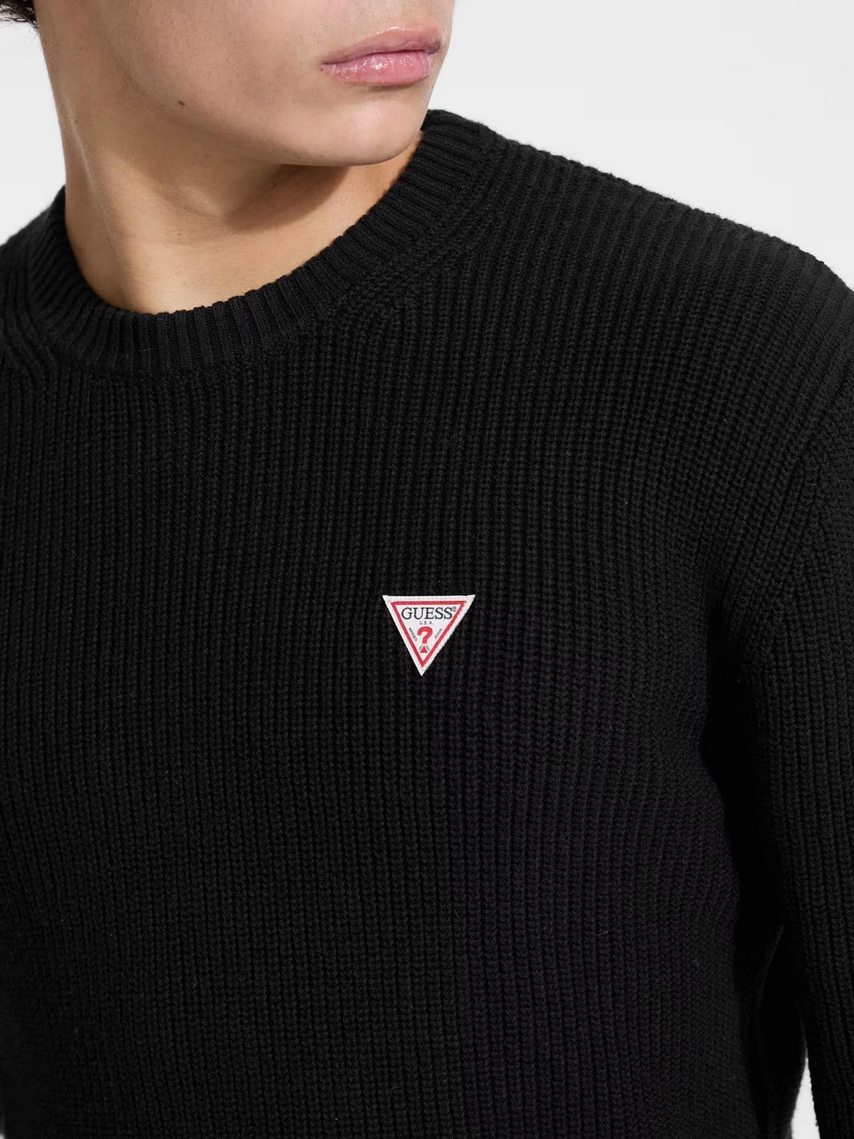 GUESS Maglione Uomo GJ LS CN MINI TRIANGLE SWTR M4BR30 Z3HM1 JBLK Jet Black A996 gioboutiqueweb