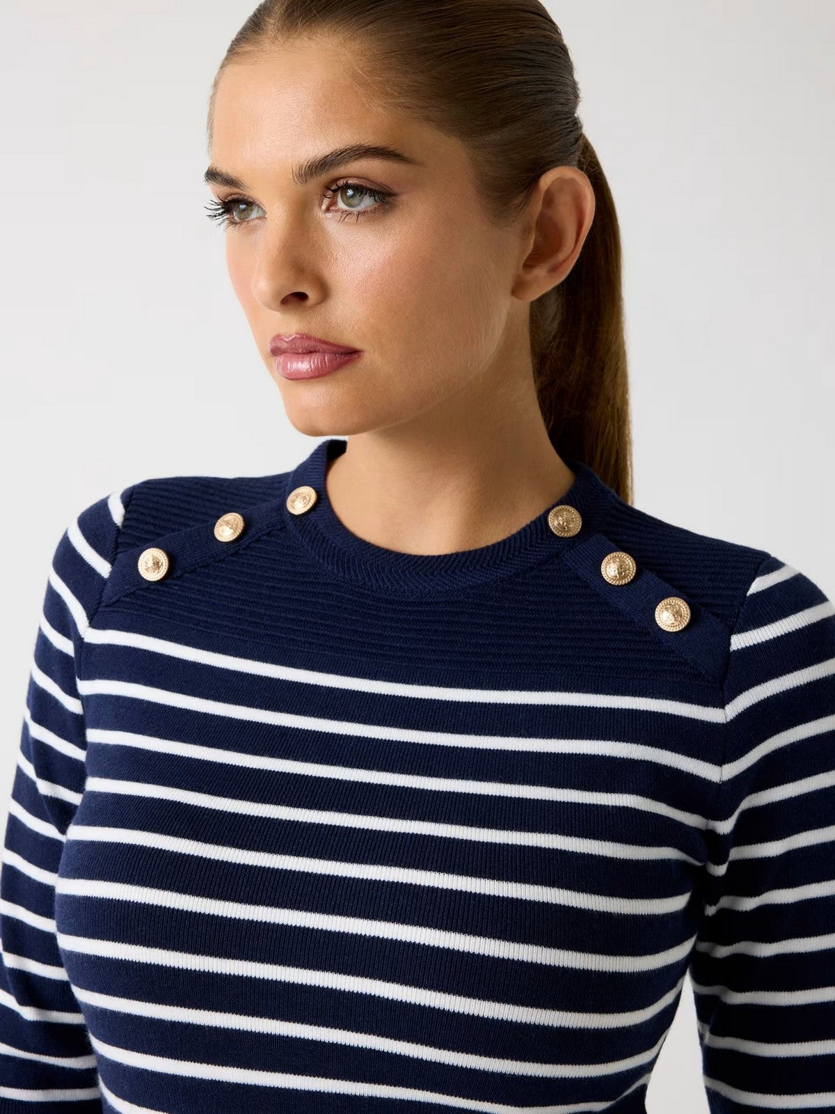 GUESS Maglione Donna LS CN HELEN SWTR W5BR36 Z0422 S7Z6 BLUE AND CREAM STRIP
