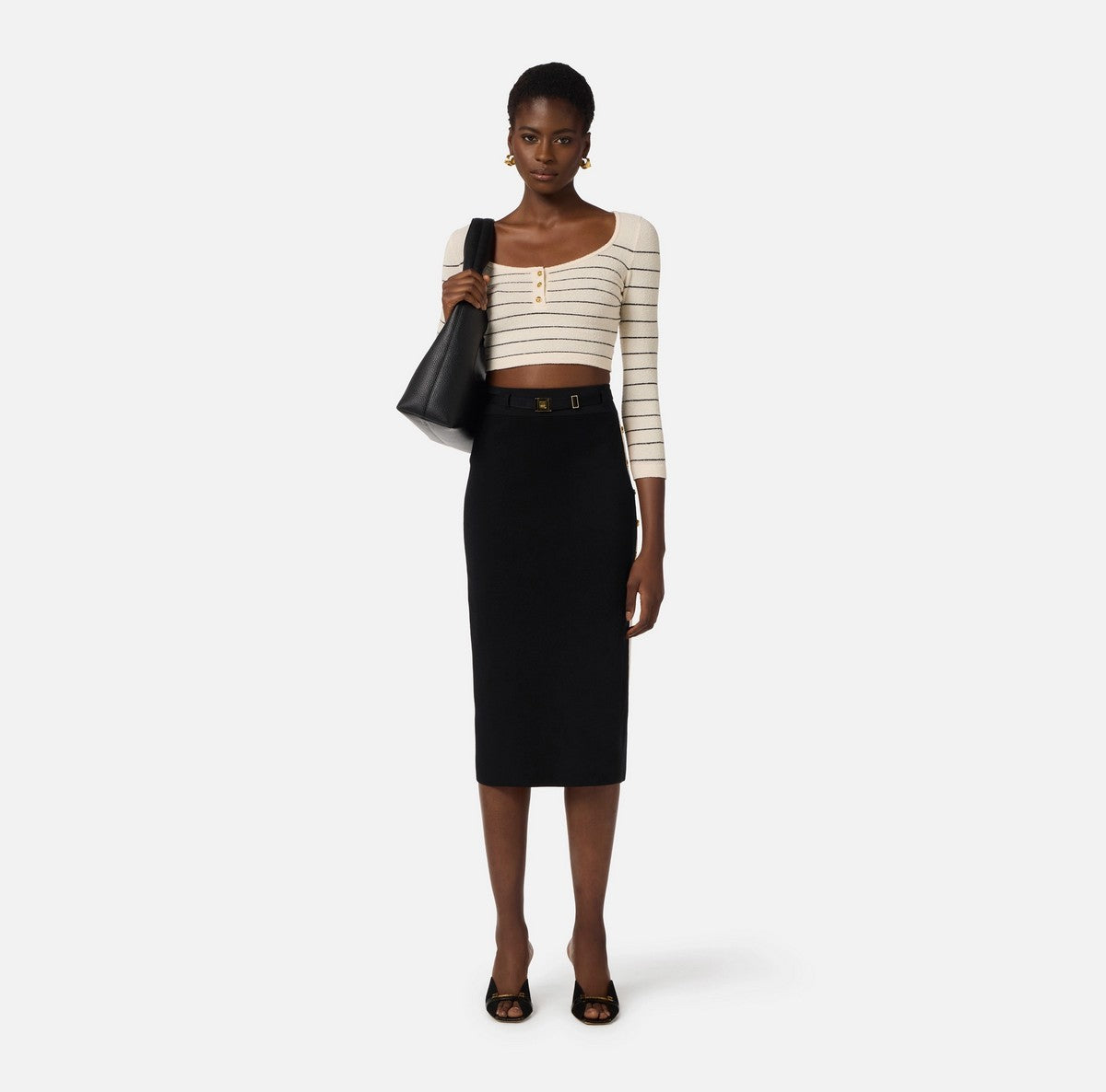 ELISABETTA FRANCHI Gonna Donna  GK27S61E2 685 NERO/BURRO gioboutiqueweb