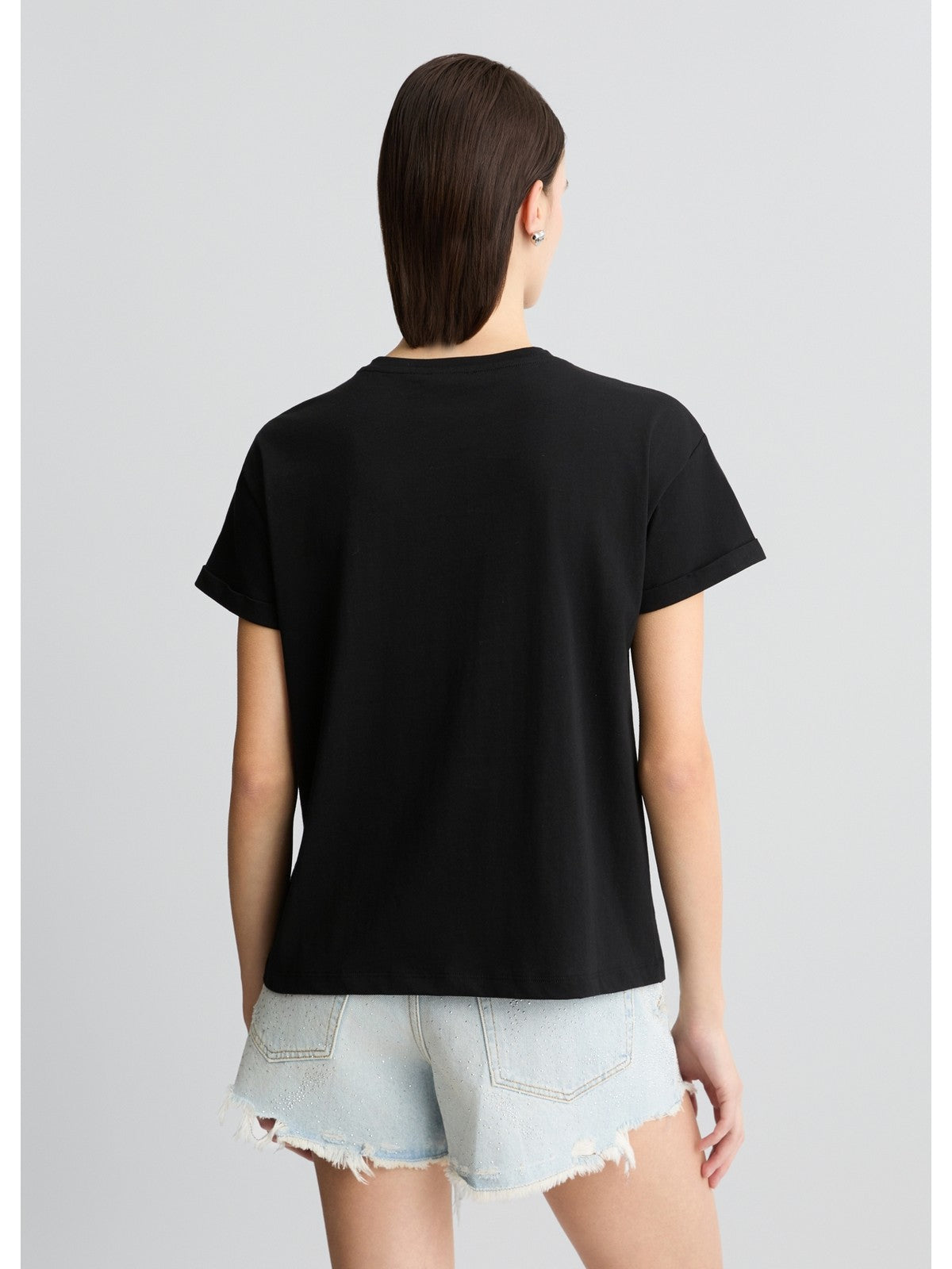 LIU JO WHITE T-shirt Donna  WA5007JS923 M9624 Nero gioboutiqueweb