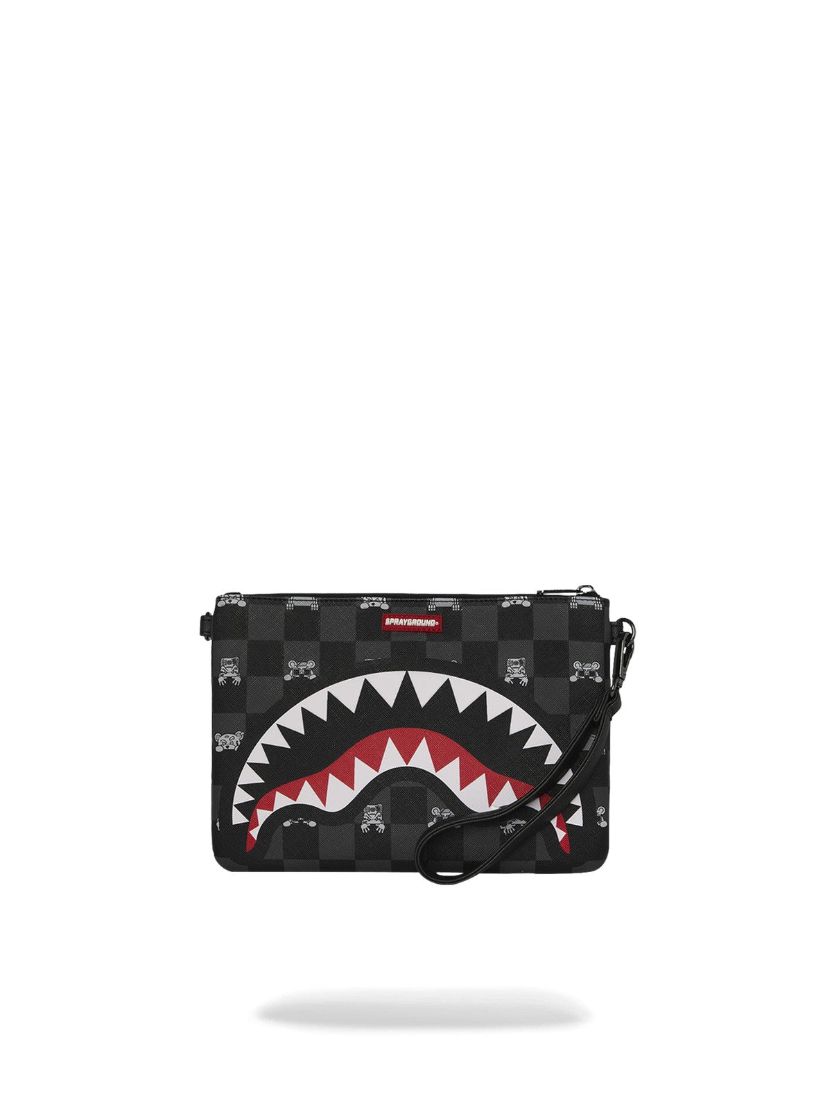 SPRAYGROUND Pochette Unisex adulto GRAY PEEKING CHARACTER CHECK CROSSBODY POUCHETTE 910B8915NSZ Nero