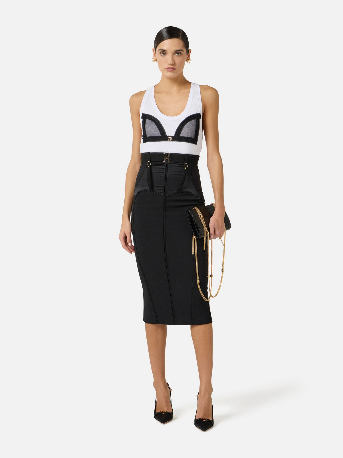 ELISABETTA FRANCHI Gonna Donna  GO14862E2 110 Nero gioboutiqueweb