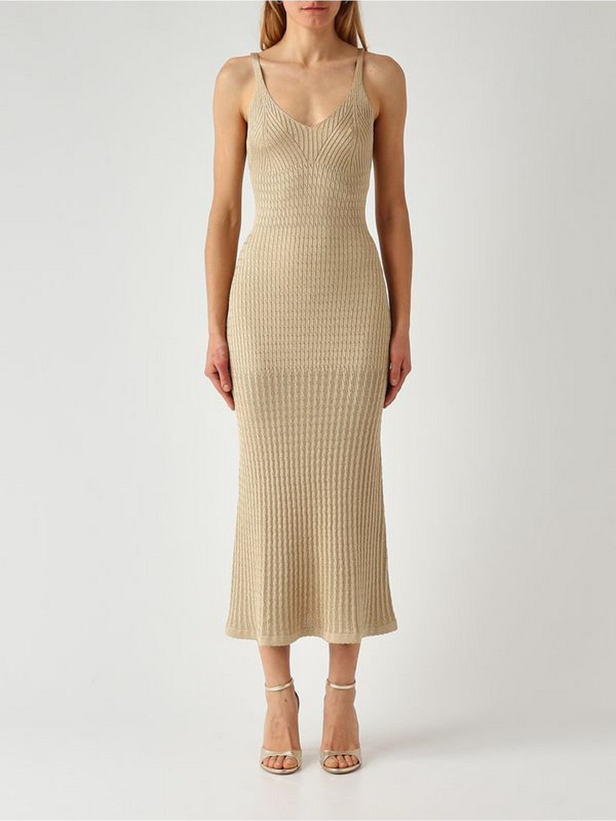 TWINSET Abito Donna  261TT3011 13574 DELICATE SAND LUREX gioboutiqueweb