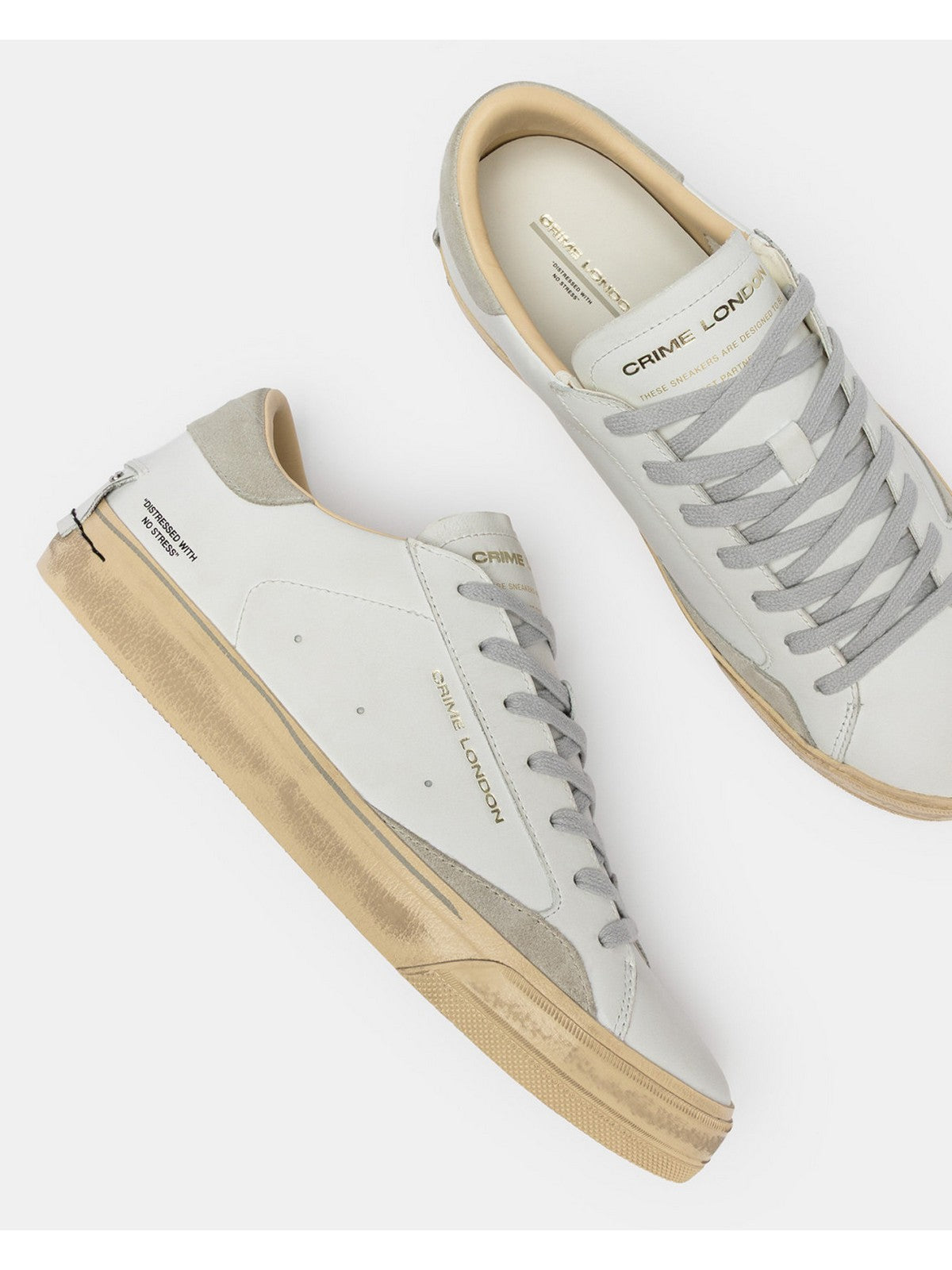 CRIME LONDON Sneaker Uomo DISTRESSED 2.0 LIGHT GREY 19053PP8 10 WHITE gioboutiqueweb
